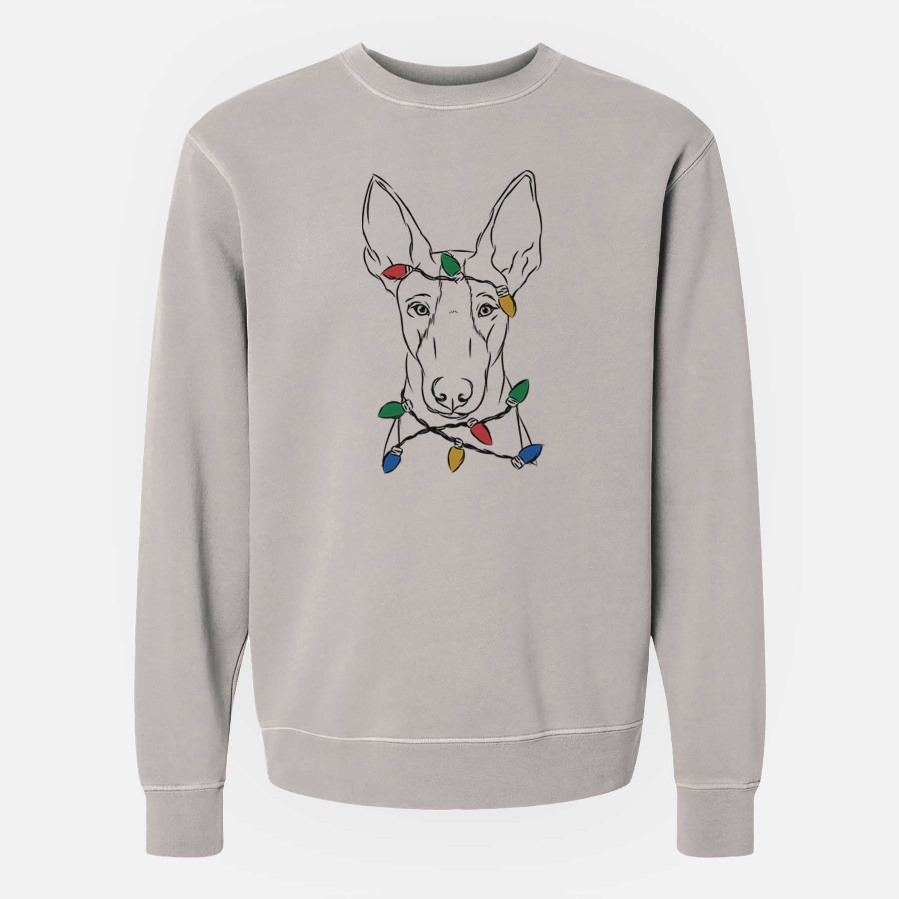 Christmas Lights Indy the Ibizan Hound - Unisex Pigment Dyed Crew Sweatshirt