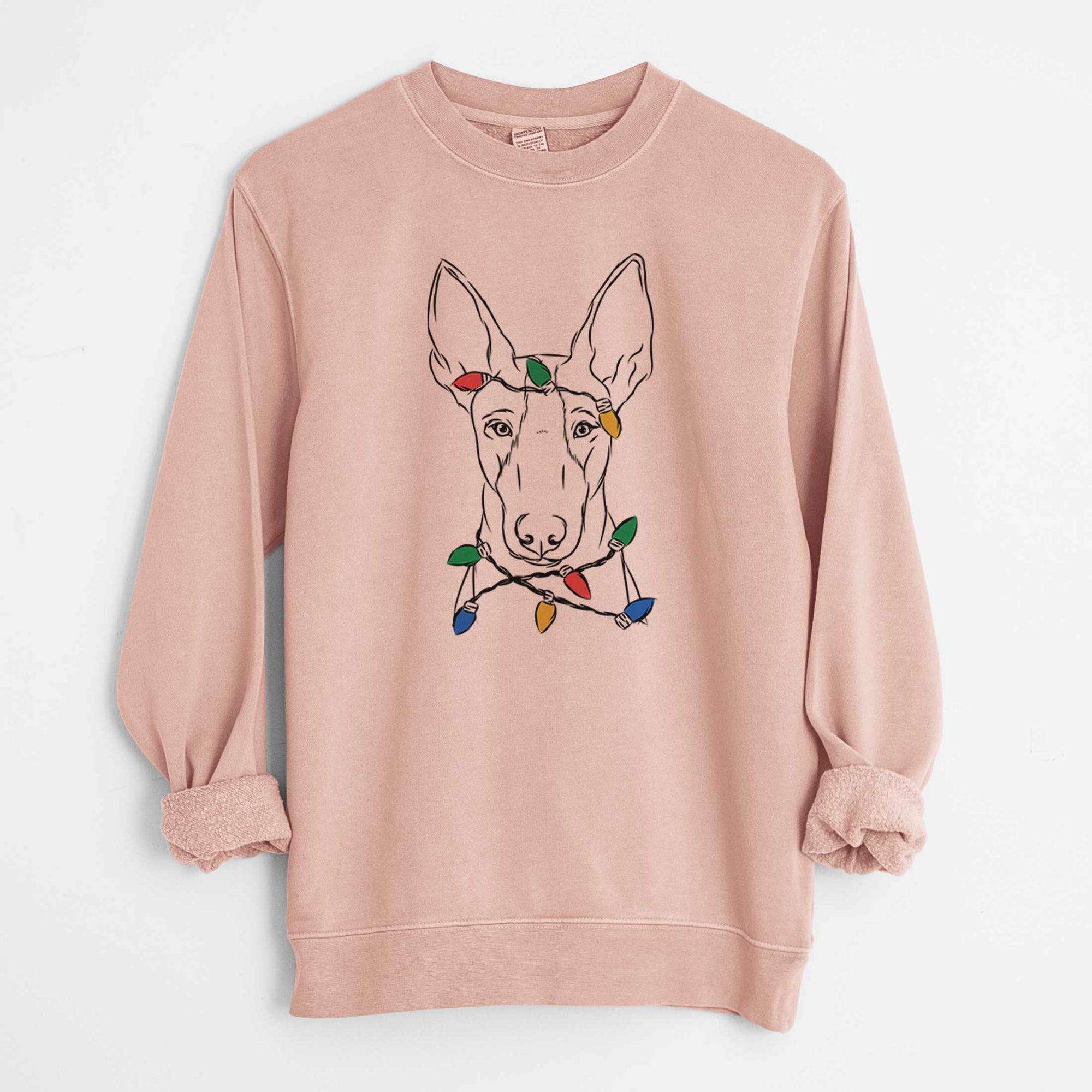 Christmas Lights Indy the Ibizan Hound - Unisex Pigment Dyed Crew Sweatshirt