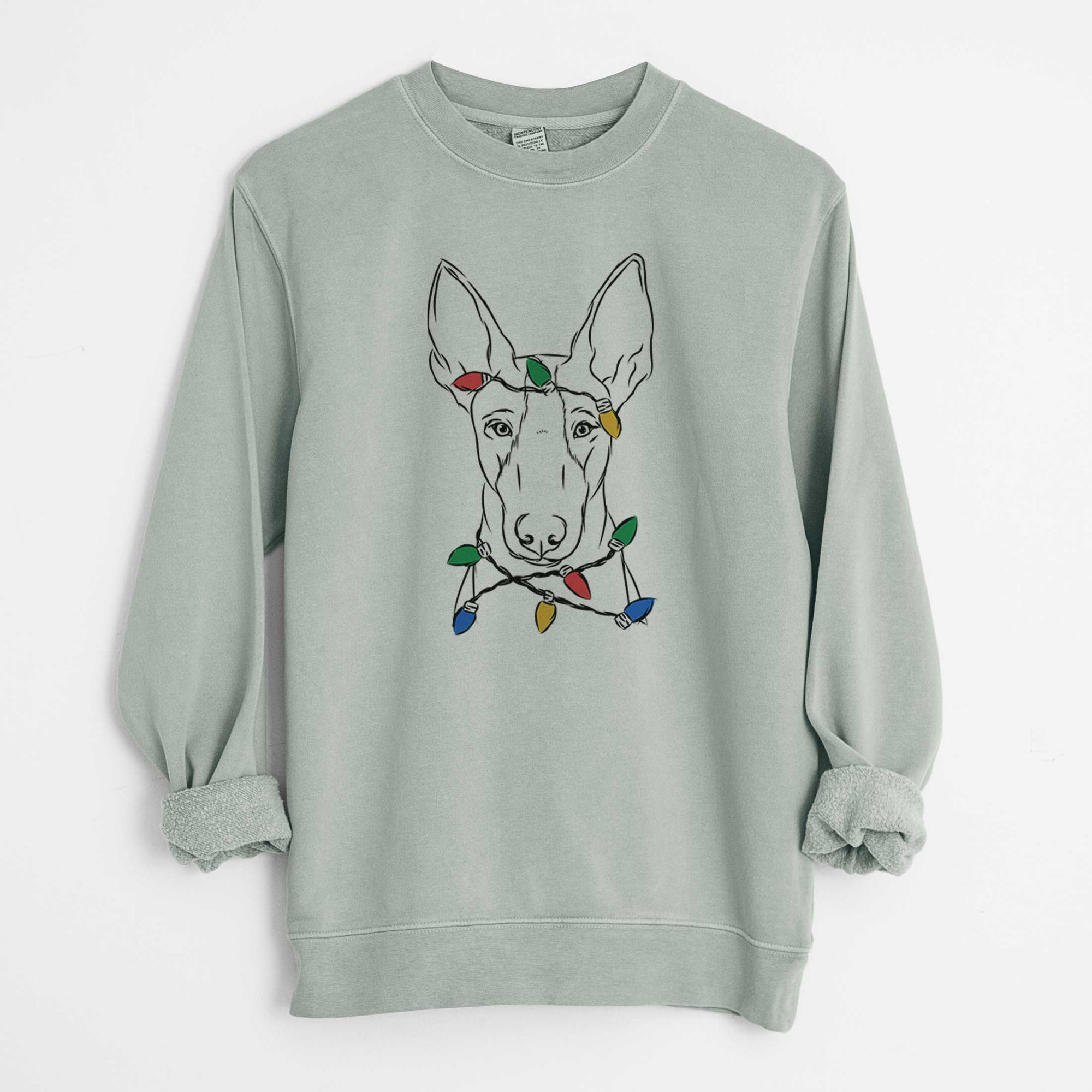 Christmas Lights Indy the Ibizan Hound - Unisex Pigment Dyed Crew Sweatshirt