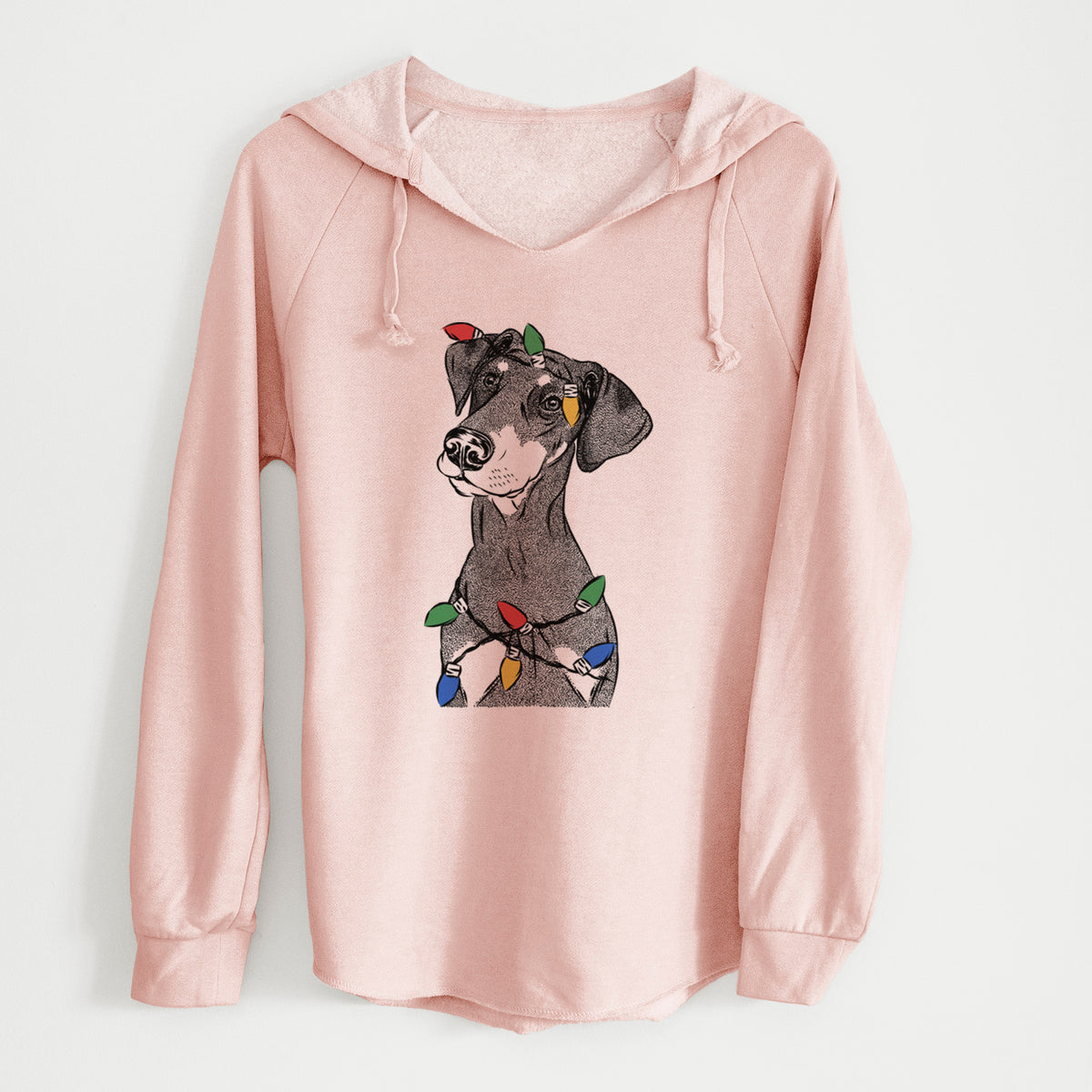 Christmas Lights Iroh the Doberman Pinscher - Cali Wave Hooded Sweatshirt