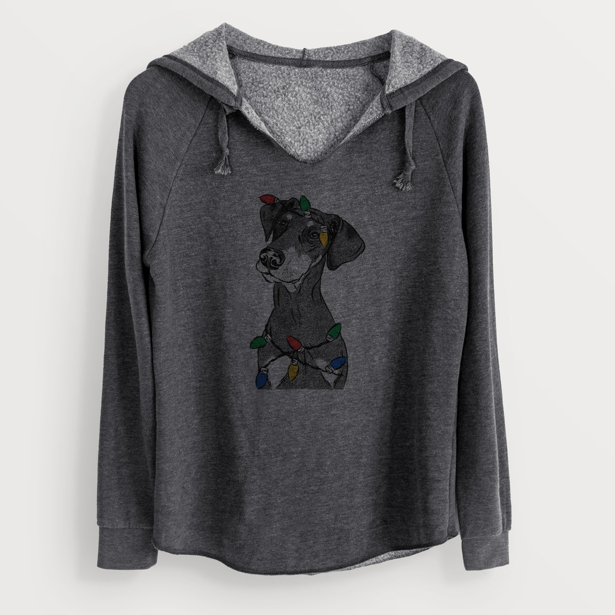 Christmas Lights Iroh the Doberman Pinscher - Cali Wave Hooded Sweatshirt