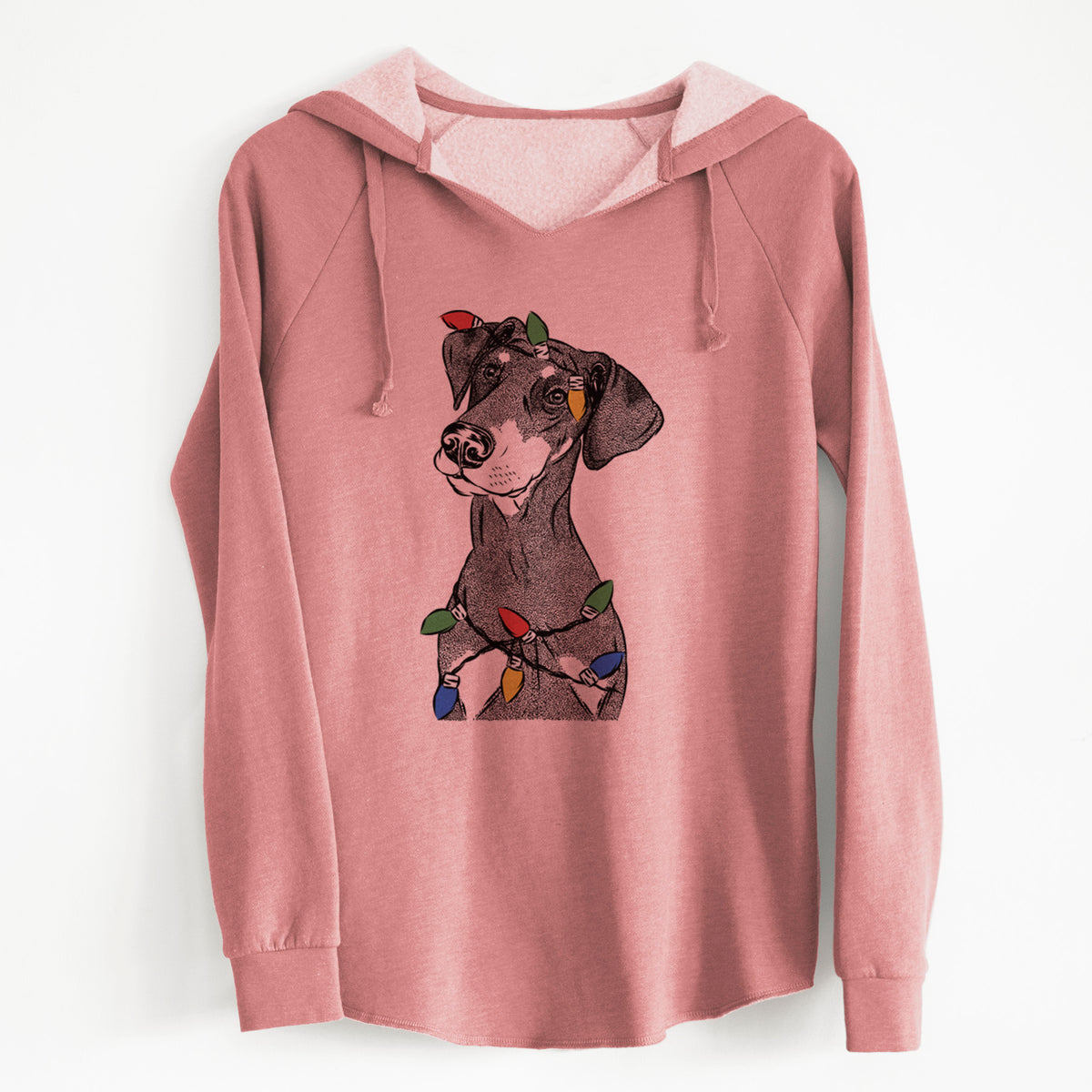 Christmas Lights Iroh the Doberman Pinscher - Cali Wave Hooded Sweatshirt