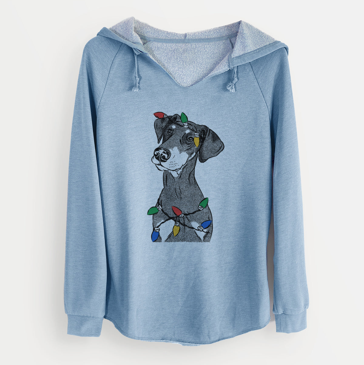 Christmas Lights Iroh the Doberman Pinscher - Cali Wave Hooded Sweatshirt