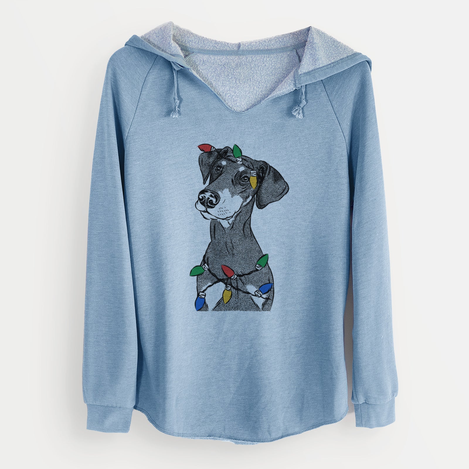 Christmas Lights Iroh the Doberman Pinscher - Cali Wave Hooded Sweatshirt