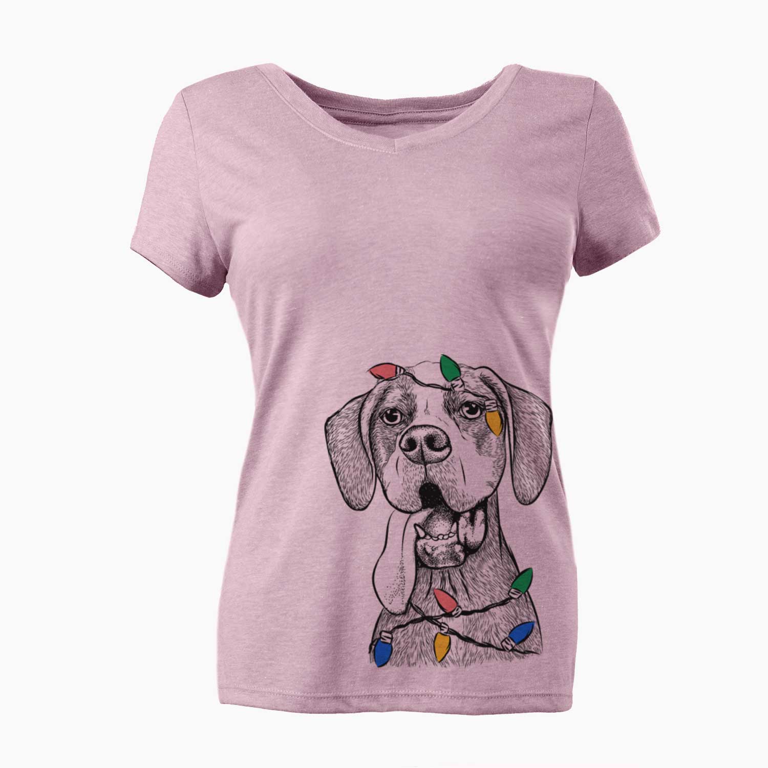 Christmas Lights Irwin the English Pointer - Women's V-neck Shirt