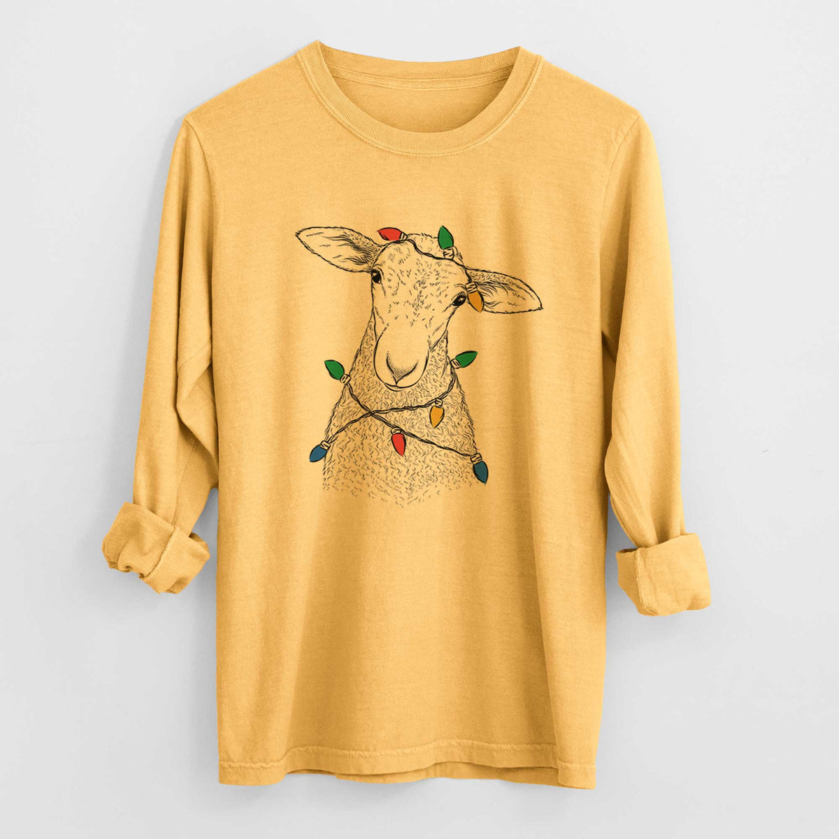Christmas Lights Ivy the Lamb - Heavyweight 100% Cotton Long Sleeve