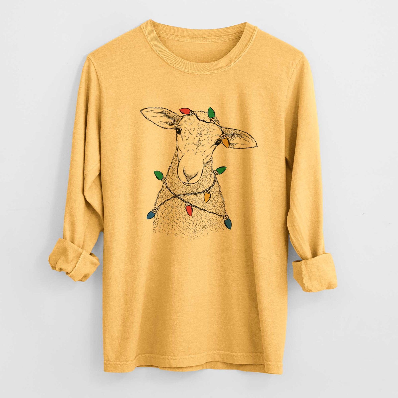 Christmas Lights Ivy the Lamb - Heavyweight 100% Cotton Long Sleeve