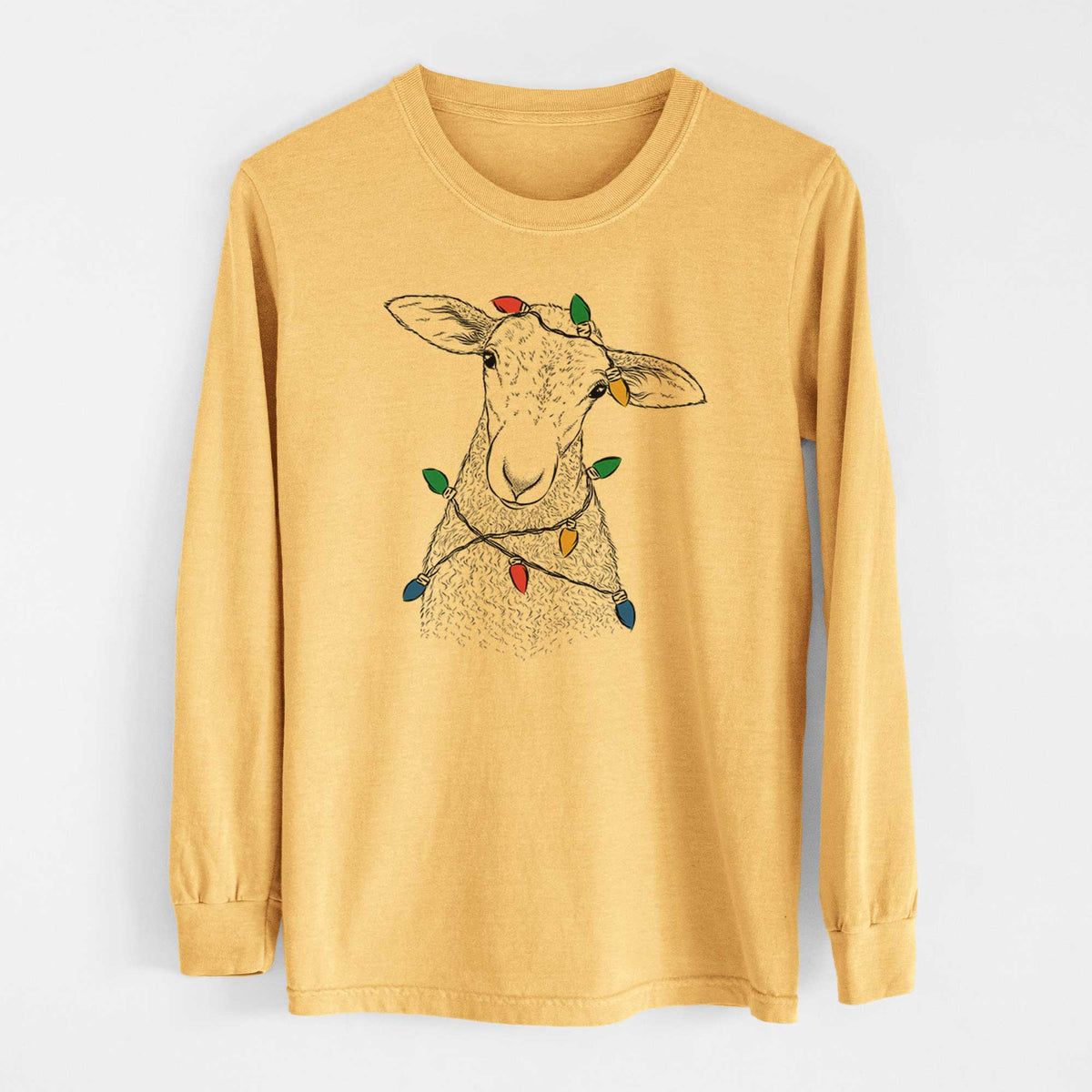 Christmas Lights Ivy the Lamb - Heavyweight 100% Cotton Long Sleeve