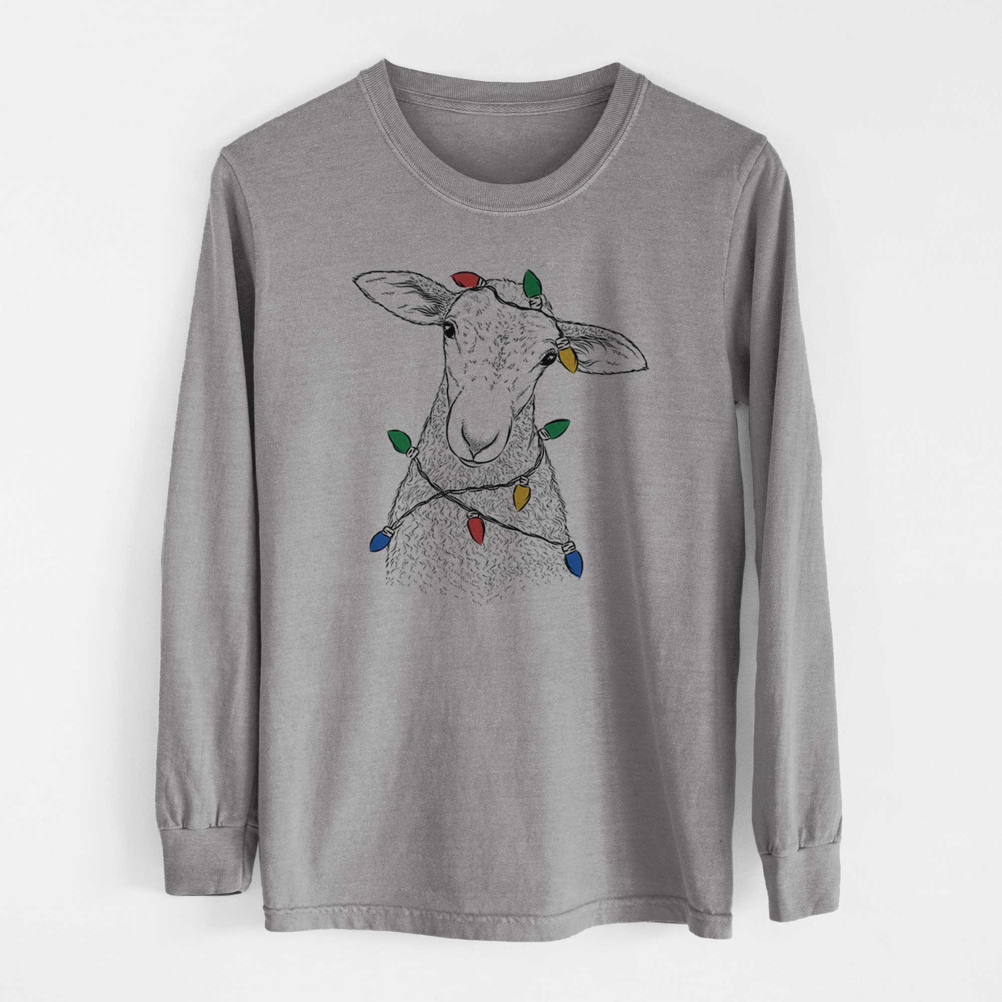 Christmas Lights Ivy the Lamb - Heavyweight 100% Cotton Long Sleeve