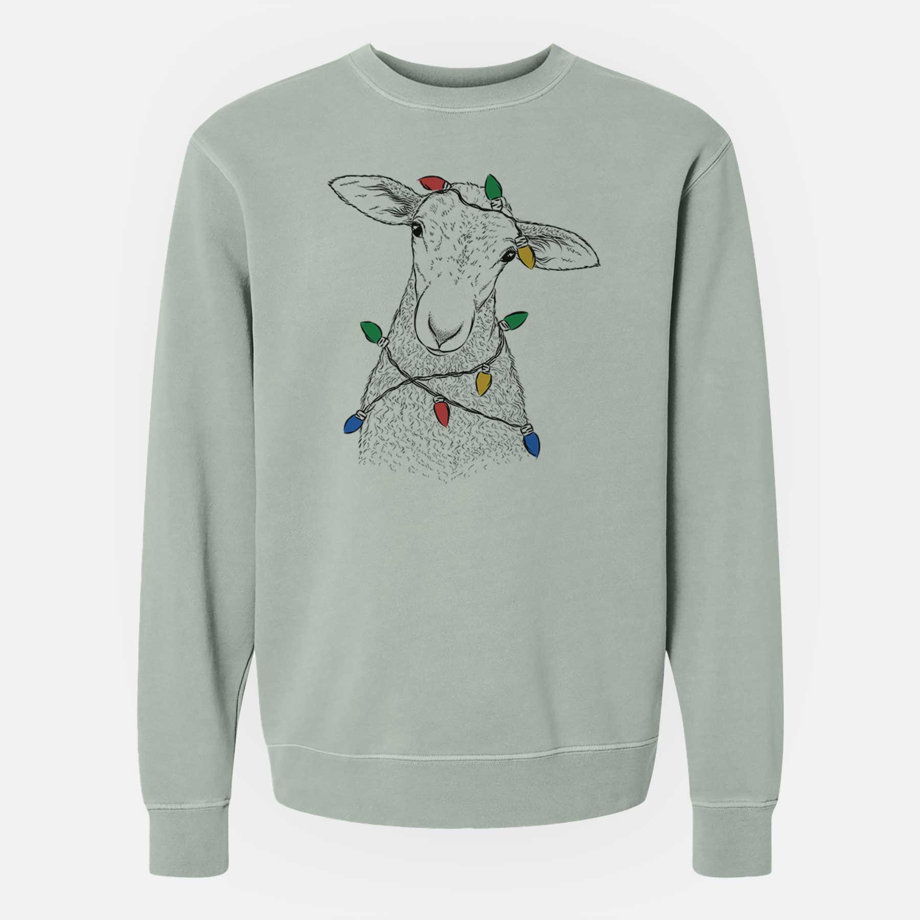 Christmas Lights Ivy the Lamb - Unisex Pigment Dyed Crew Sweatshirt