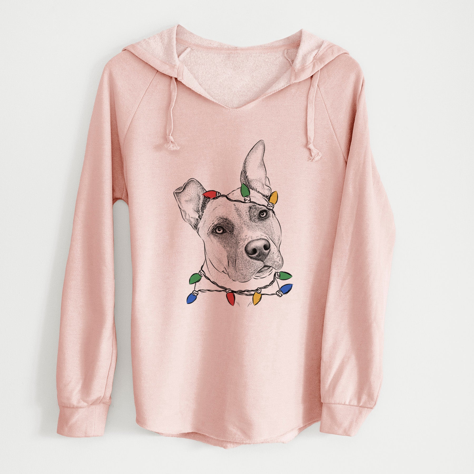 Christmas Lights Ivy the Pitbull Mix - Cali Wave Hooded Sweatshirt