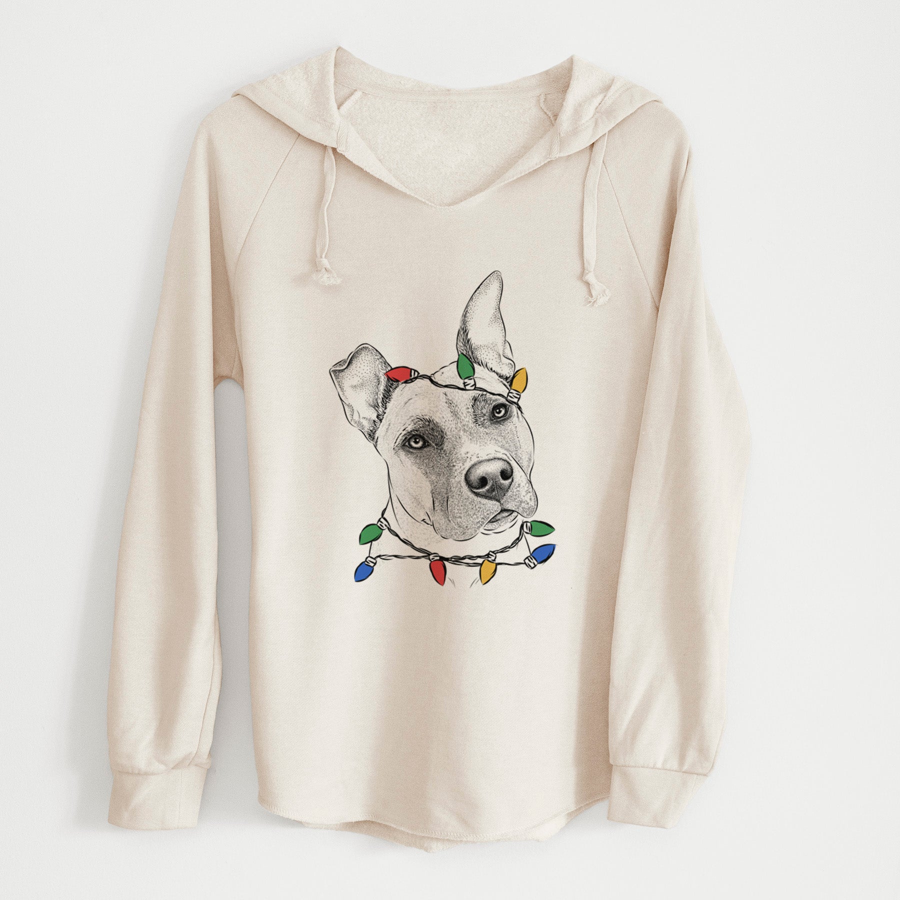 Christmas Lights Ivy the Pitbull Mix - Cali Wave Hooded Sweatshirt