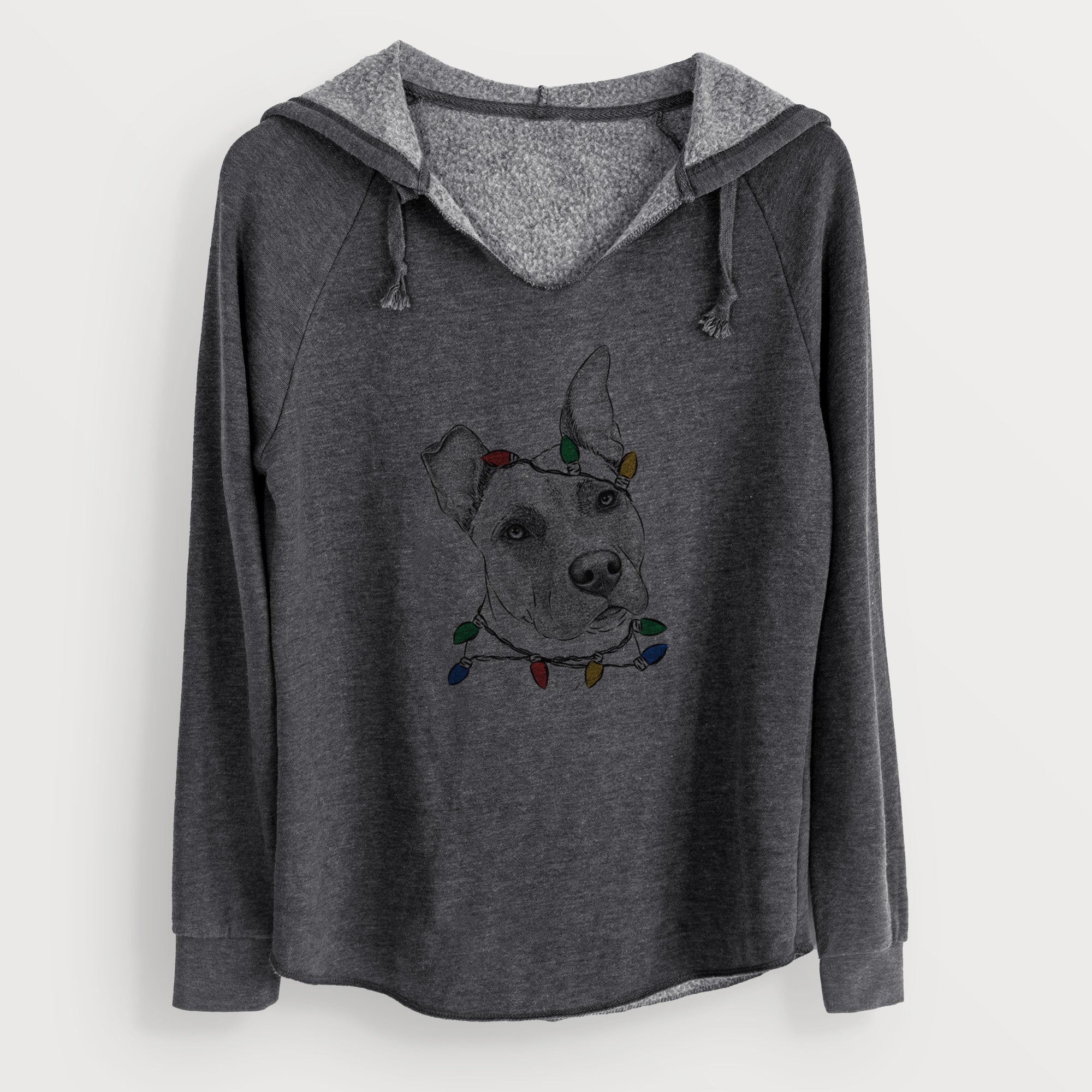 Christmas Lights Ivy the Pitbull Mix - Cali Wave Hooded Sweatshirt