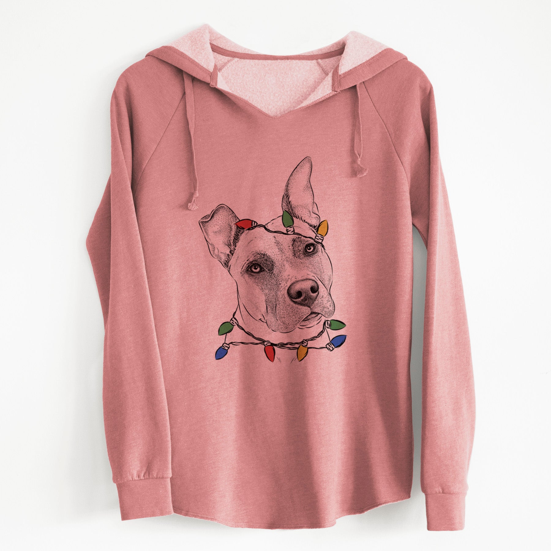 Christmas Lights Ivy the Pitbull Mix - Cali Wave Hooded Sweatshirt