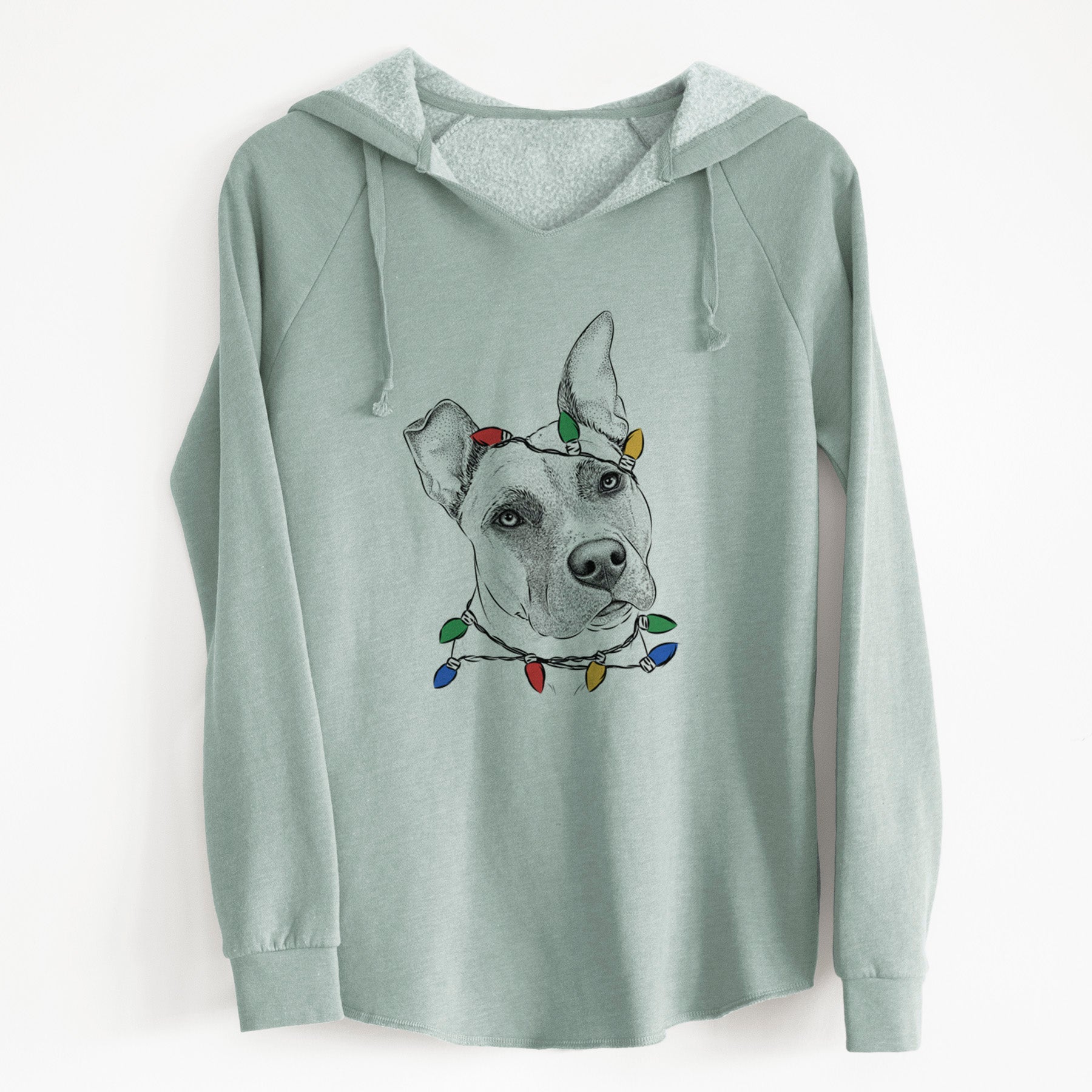 Christmas Lights Ivy the Pitbull Mix - Cali Wave Hooded Sweatshirt