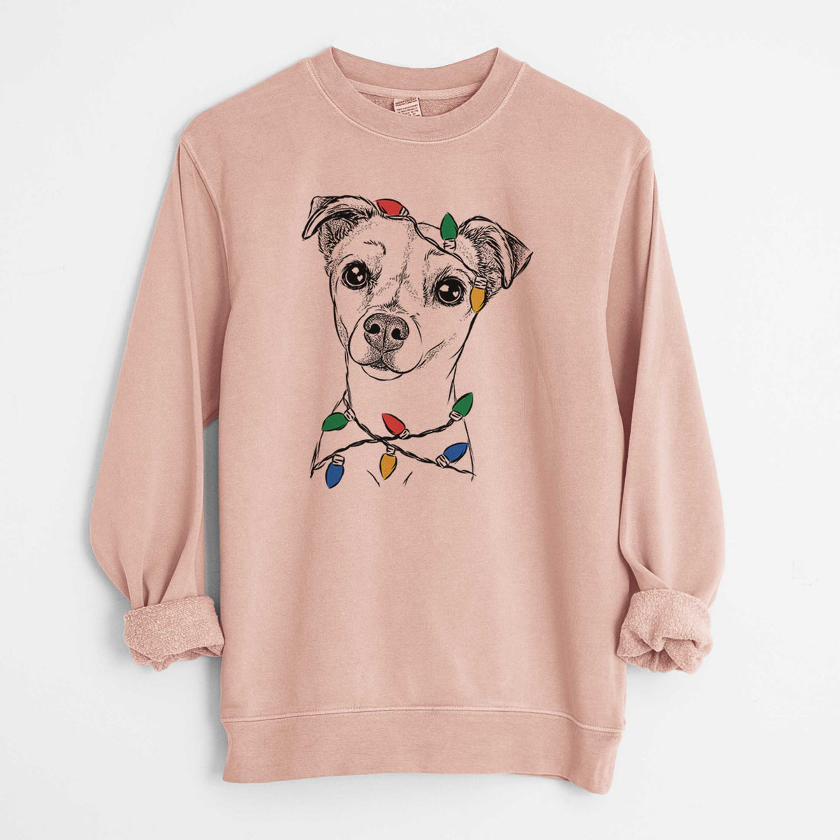 Christmas Lights Izzy the Chiweenie - Unisex Pigment Dyed Crew Sweatshirt