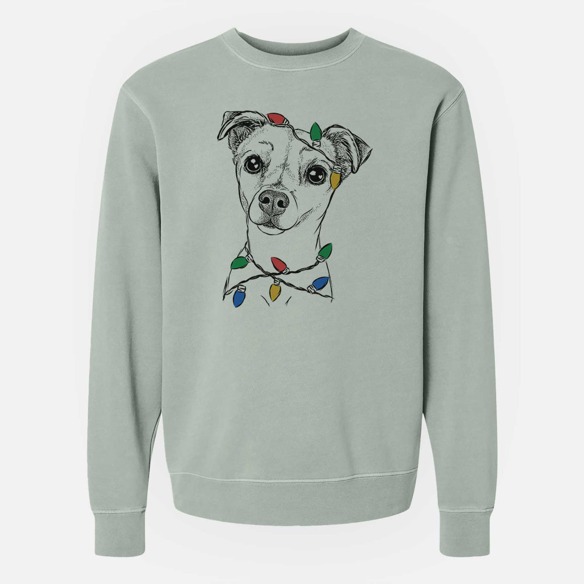 Christmas Lights Izzy the Chiweenie - Unisex Pigment Dyed Crew Sweatshirt