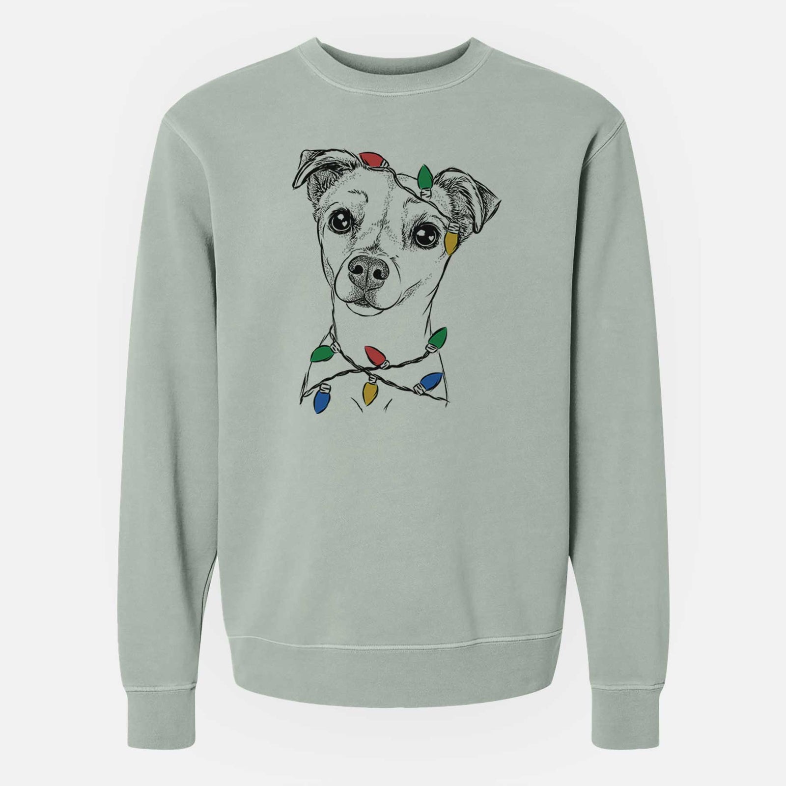 Christmas Lights Izzy the Chiweenie - Unisex Pigment Dyed Crew Sweatshirt