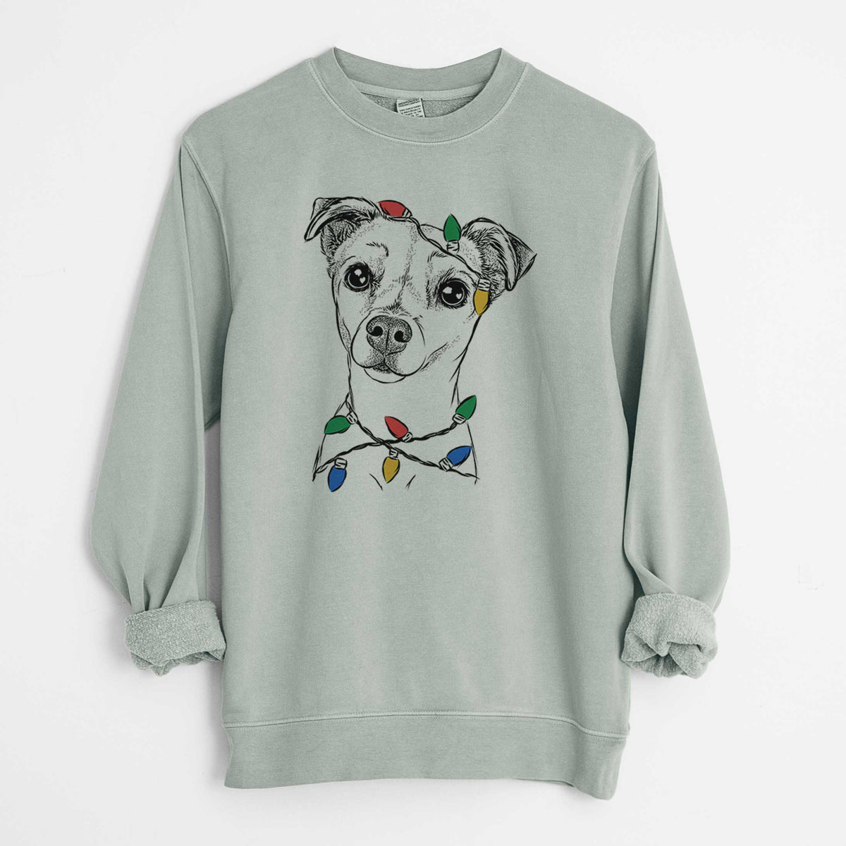 Christmas Lights Izzy the Chiweenie - Unisex Pigment Dyed Crew Sweatshirt