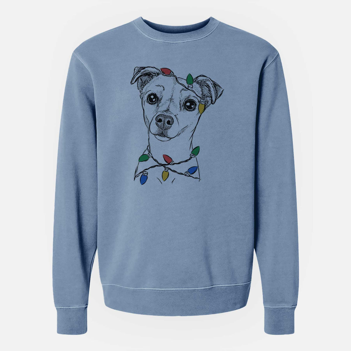 Christmas Lights Izzy the Chiweenie - Unisex Pigment Dyed Crew Sweatshirt