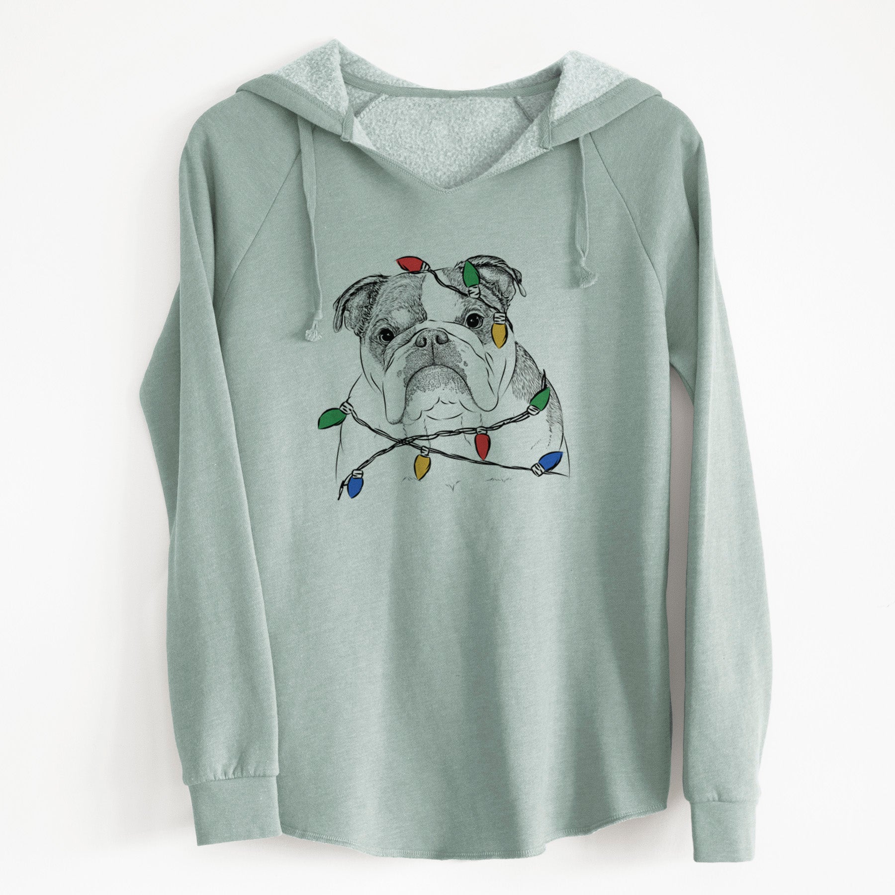 Christmas Lights Jack the English Bulldog - Cali Wave Hooded Sweatshirt