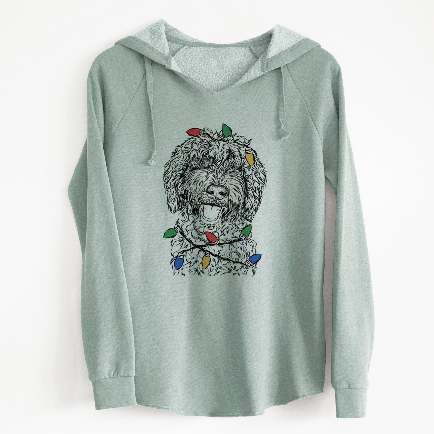 Christmas Lights Jack the Chocolate Labradoodle - Cali Wave Hooded Sweatshirt