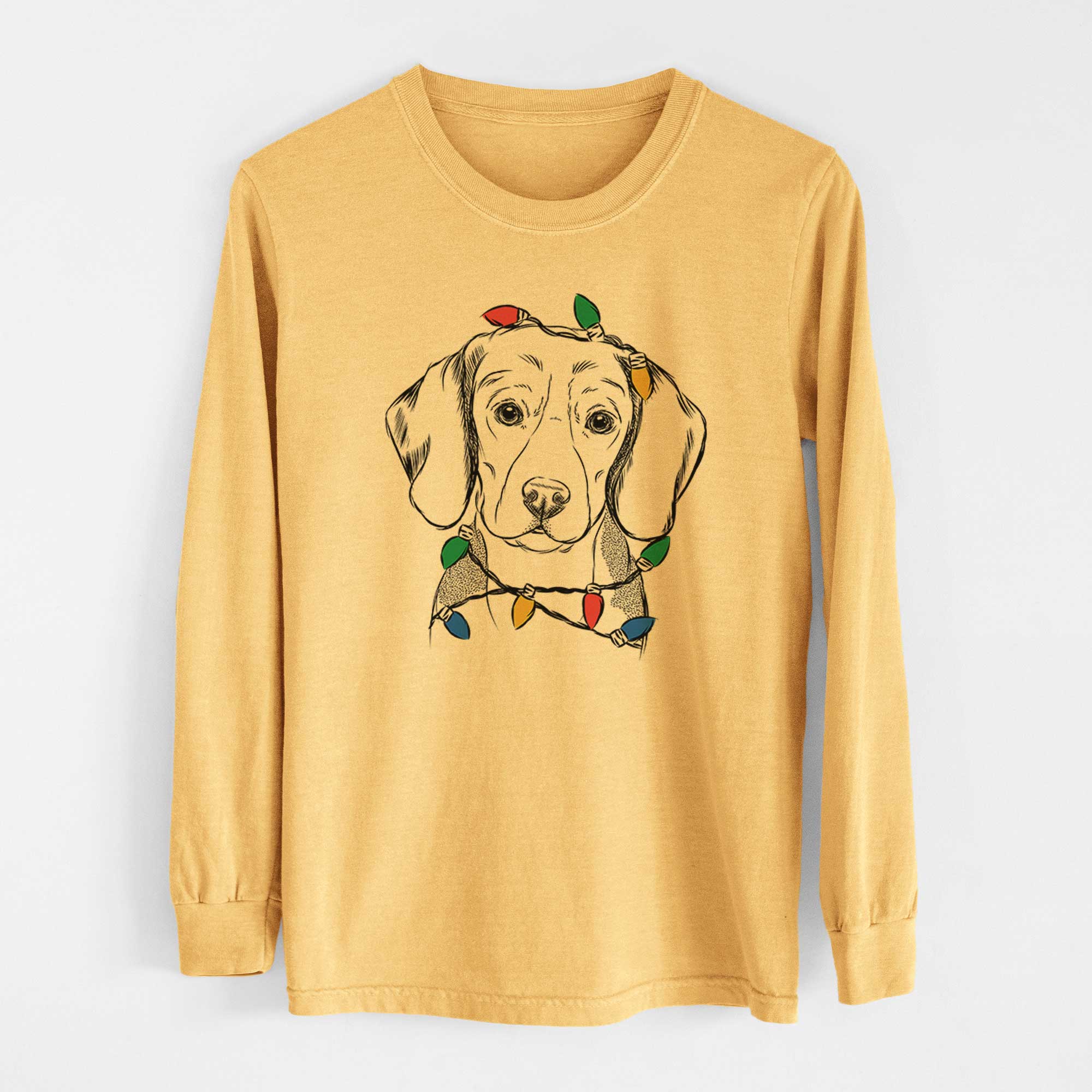 Christmas Lights Jake the Beagle - Heavyweight 100% Cotton Long Sleeve