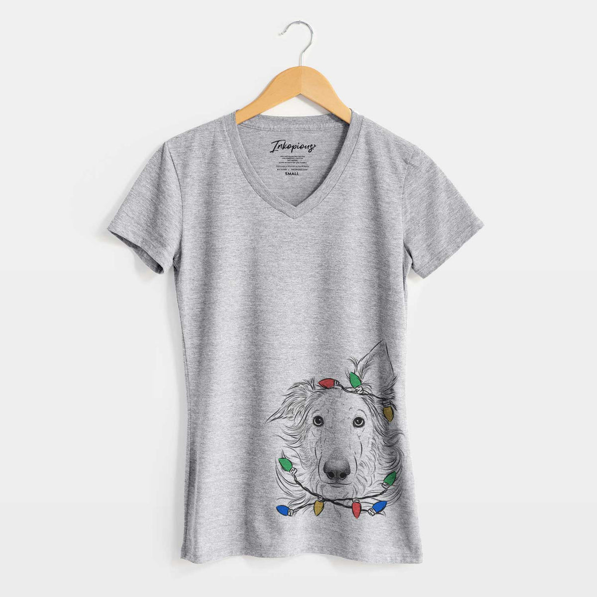 Christmas Lights Jasha the Borzoi - Women's V-neck Shirt