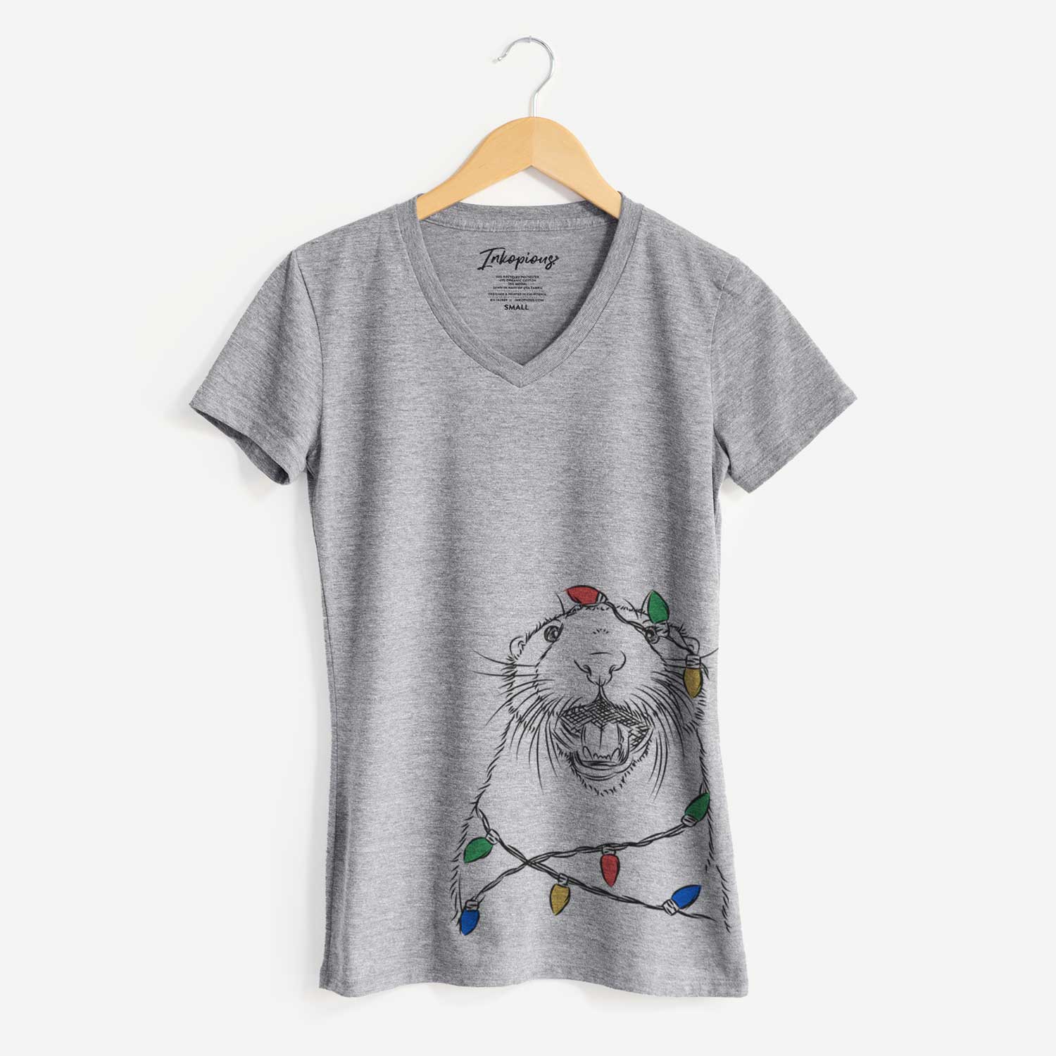 Christmas Lights Jasper the River Otter - Women's V-neck Shirt