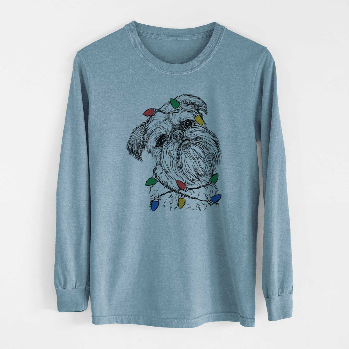 Christmas Lights Jasper Joe the Brussels Griffon - Heavyweight 100% Cotton Long Sleeve