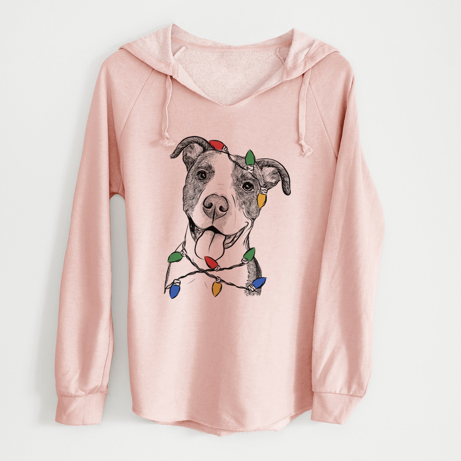 Christmas Lights Jax the American Pitbull Terrier Mix - Cali Wave Hooded Sweatshirt