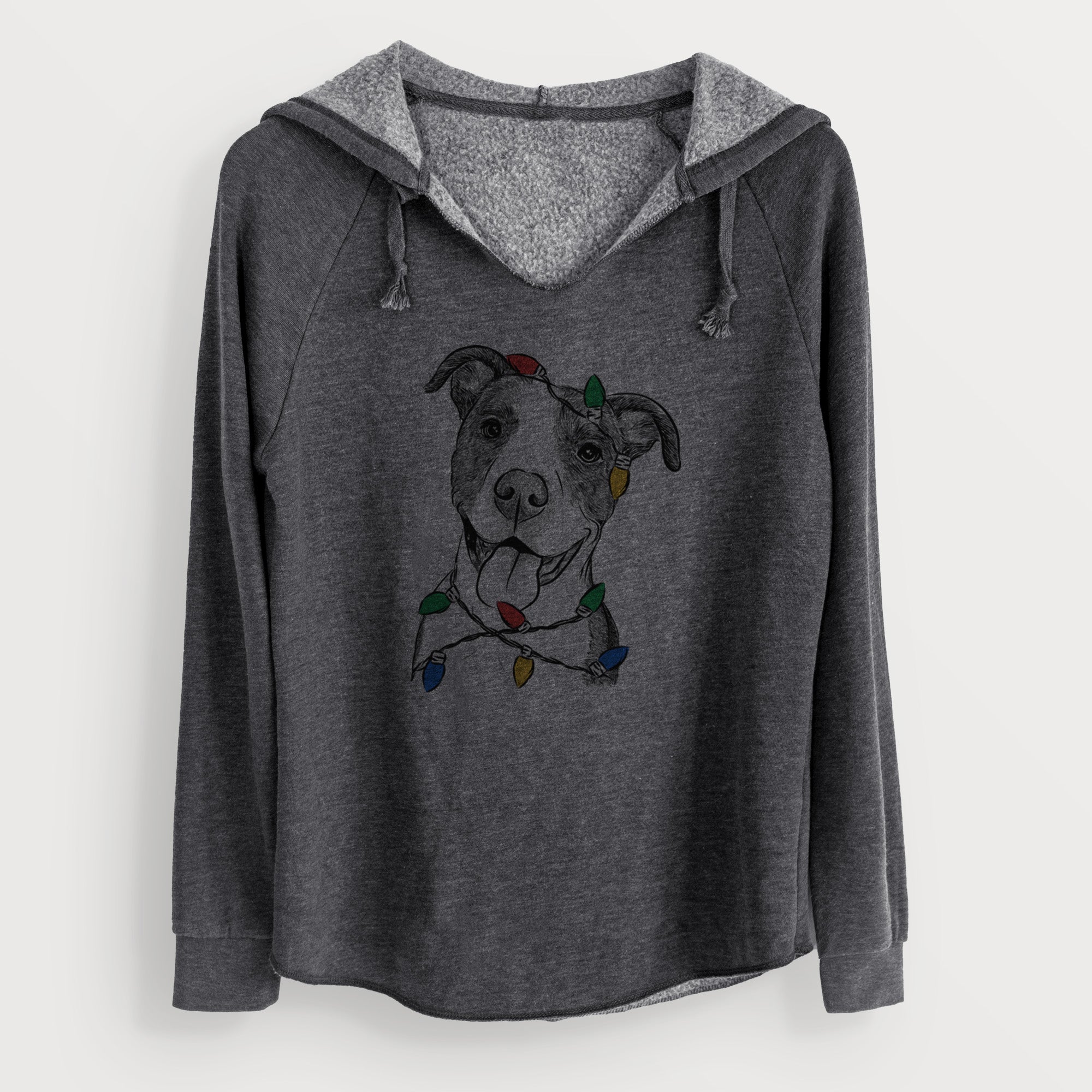 Christmas Lights Jax the American Pitbull Terrier Mix - Cali Wave Hooded Sweatshirt