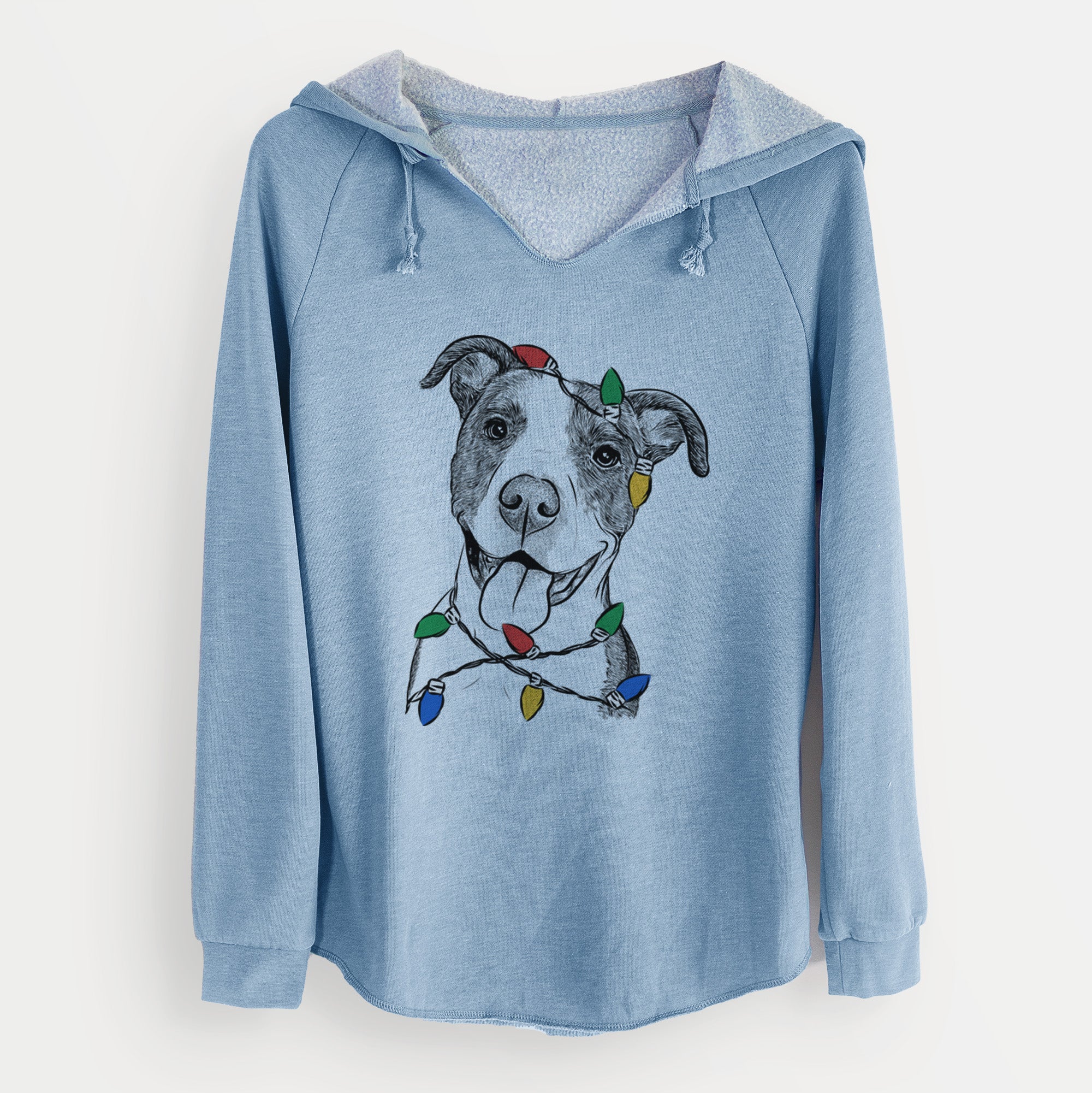 Christmas Lights Jax the American Pitbull Terrier Mix - Cali Wave Hooded Sweatshirt