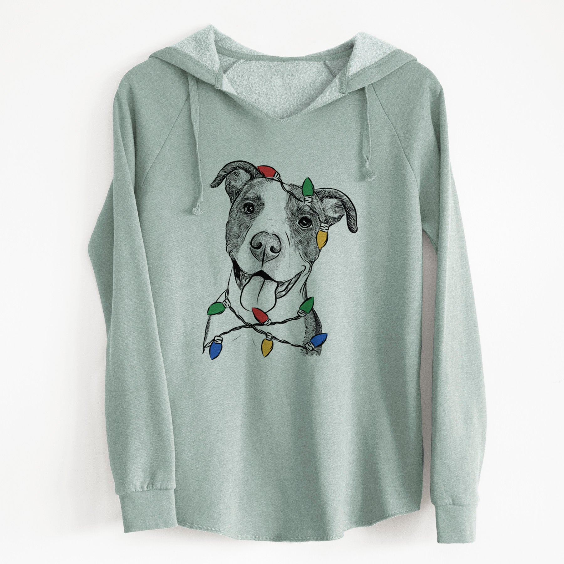 Christmas Lights Jax the American Pitbull Terrier Mix - Cali Wave Hooded Sweatshirt