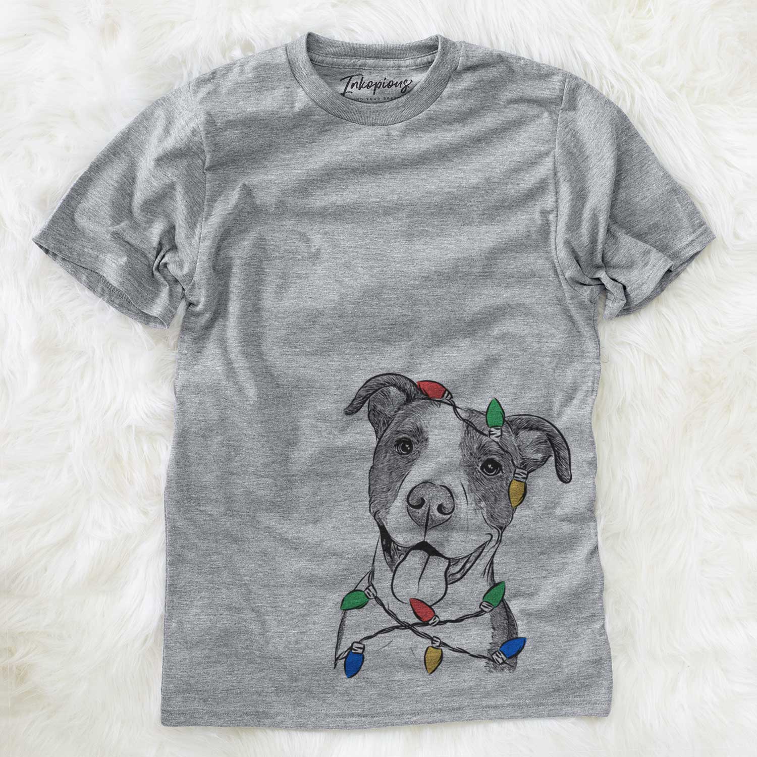 Christmas Lights Jax the American Pitbull Terrier Mix - Unisex Crewneck