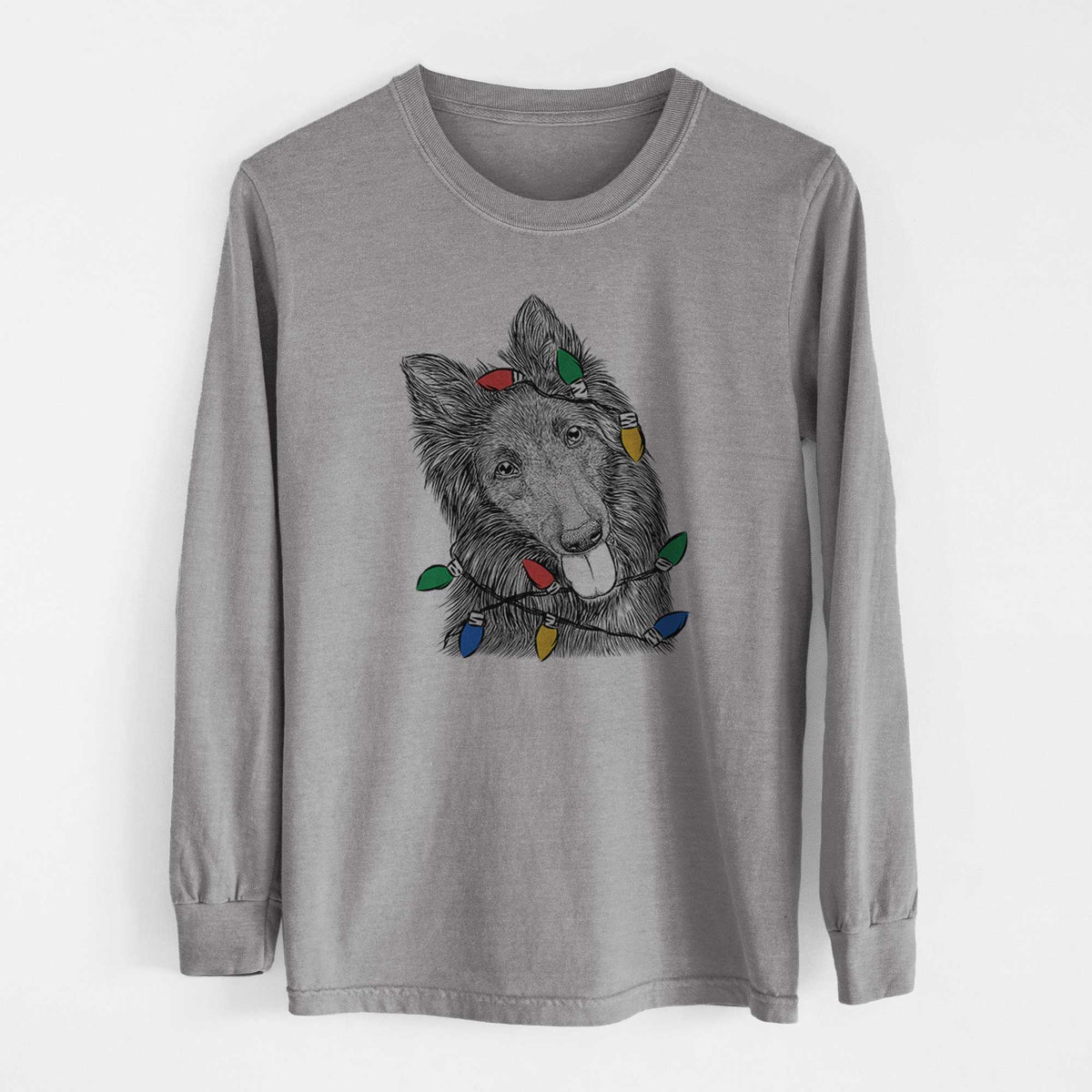 Christmas Lights Jaxx the Belgian Tervuren - Heavyweight 100% Cotton Long Sleeve