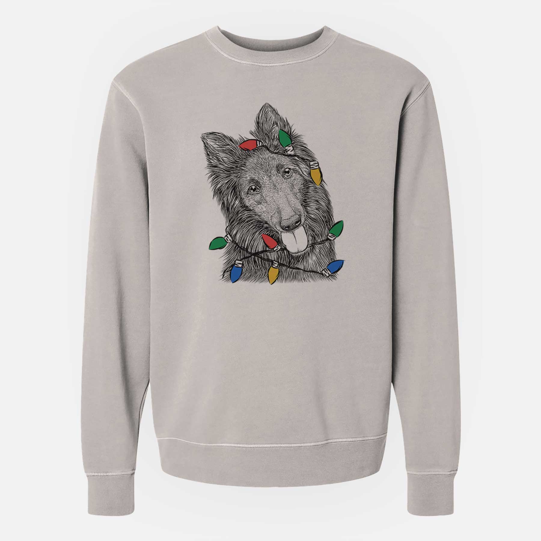 Christmas Lights Jaxx the Belgian Tervuren - Unisex Pigment Dyed Crew Sweatshirt