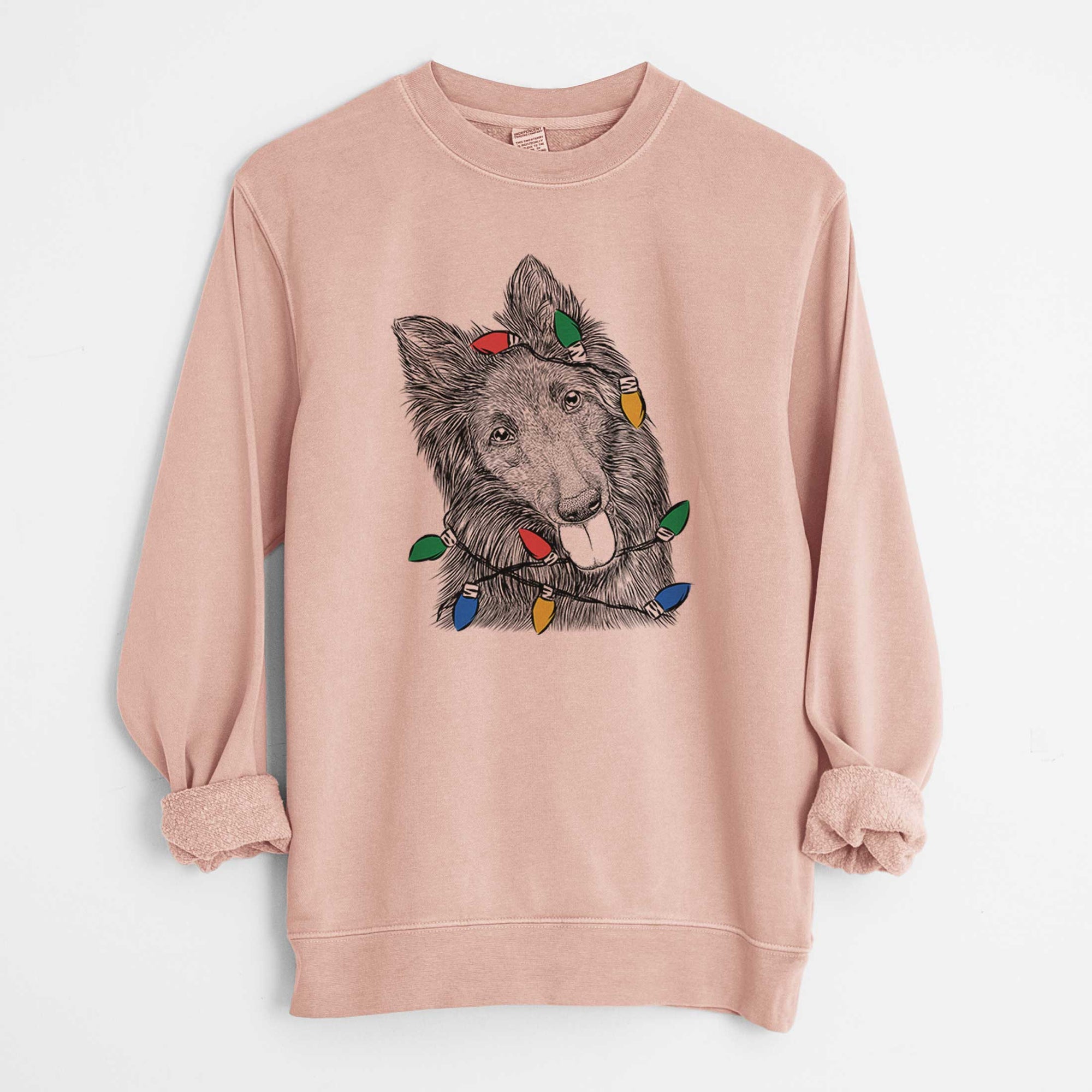 Christmas Lights Jaxx the Belgian Tervuren - Unisex Pigment Dyed Crew Sweatshirt