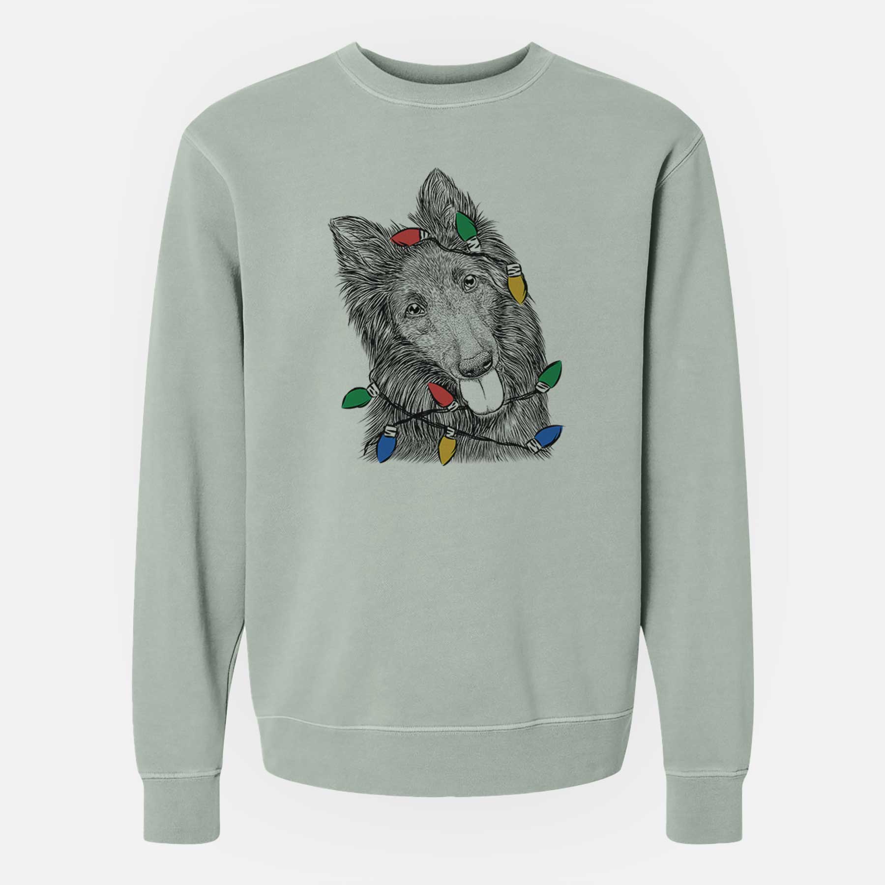 Christmas Lights Jaxx the Belgian Tervuren - Unisex Pigment Dyed Crew Sweatshirt