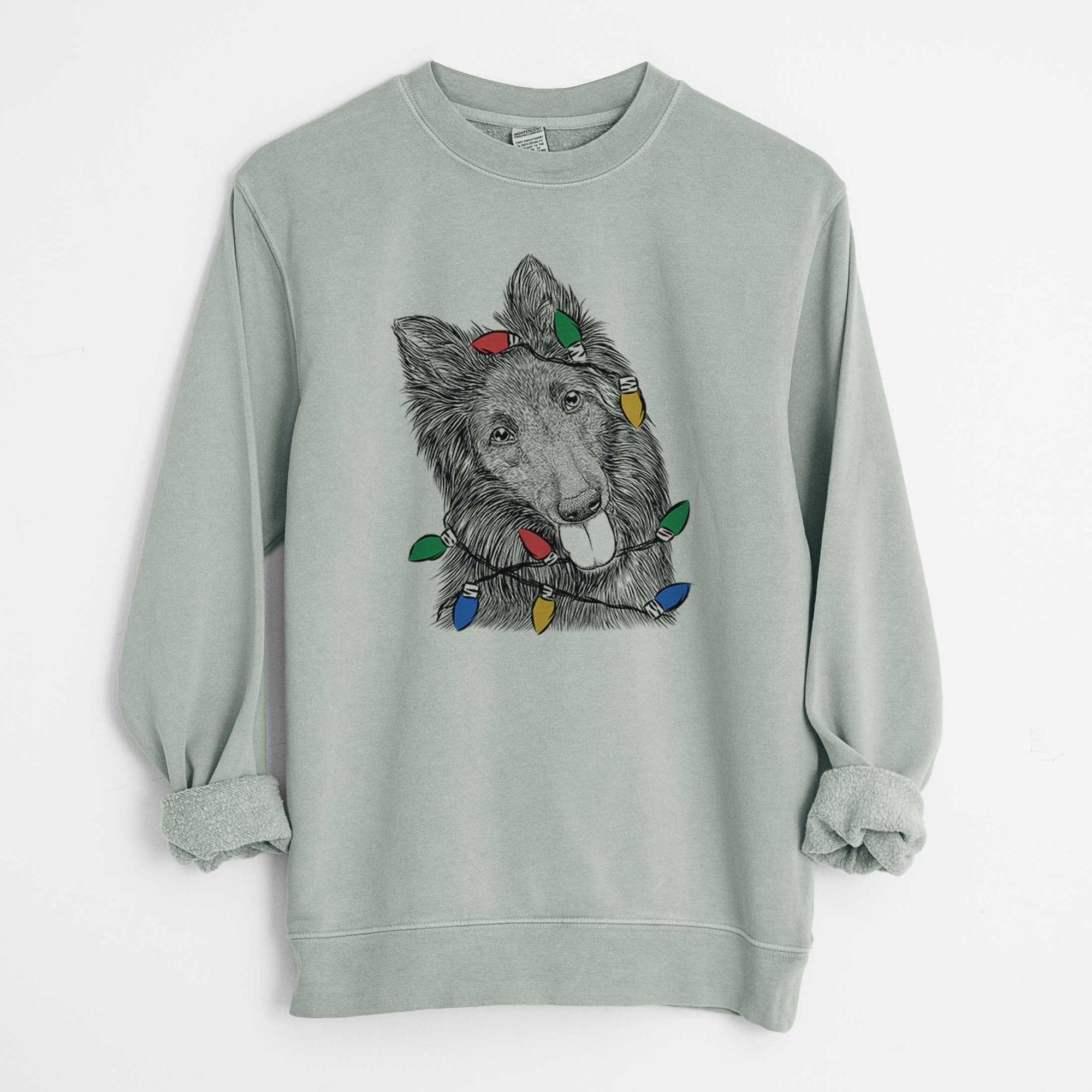 Christmas Lights Jaxx the Belgian Tervuren - Unisex Pigment Dyed Crew Sweatshirt