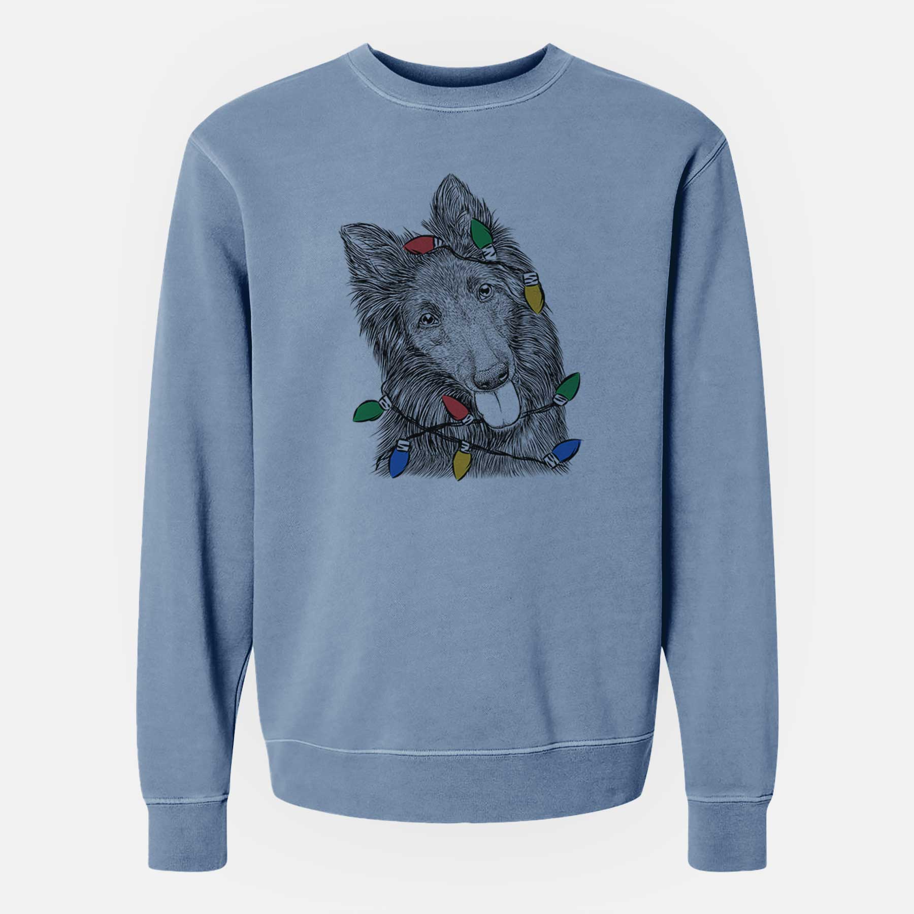 Christmas Lights Jaxx the Belgian Tervuren - Unisex Pigment Dyed Crew Sweatshirt