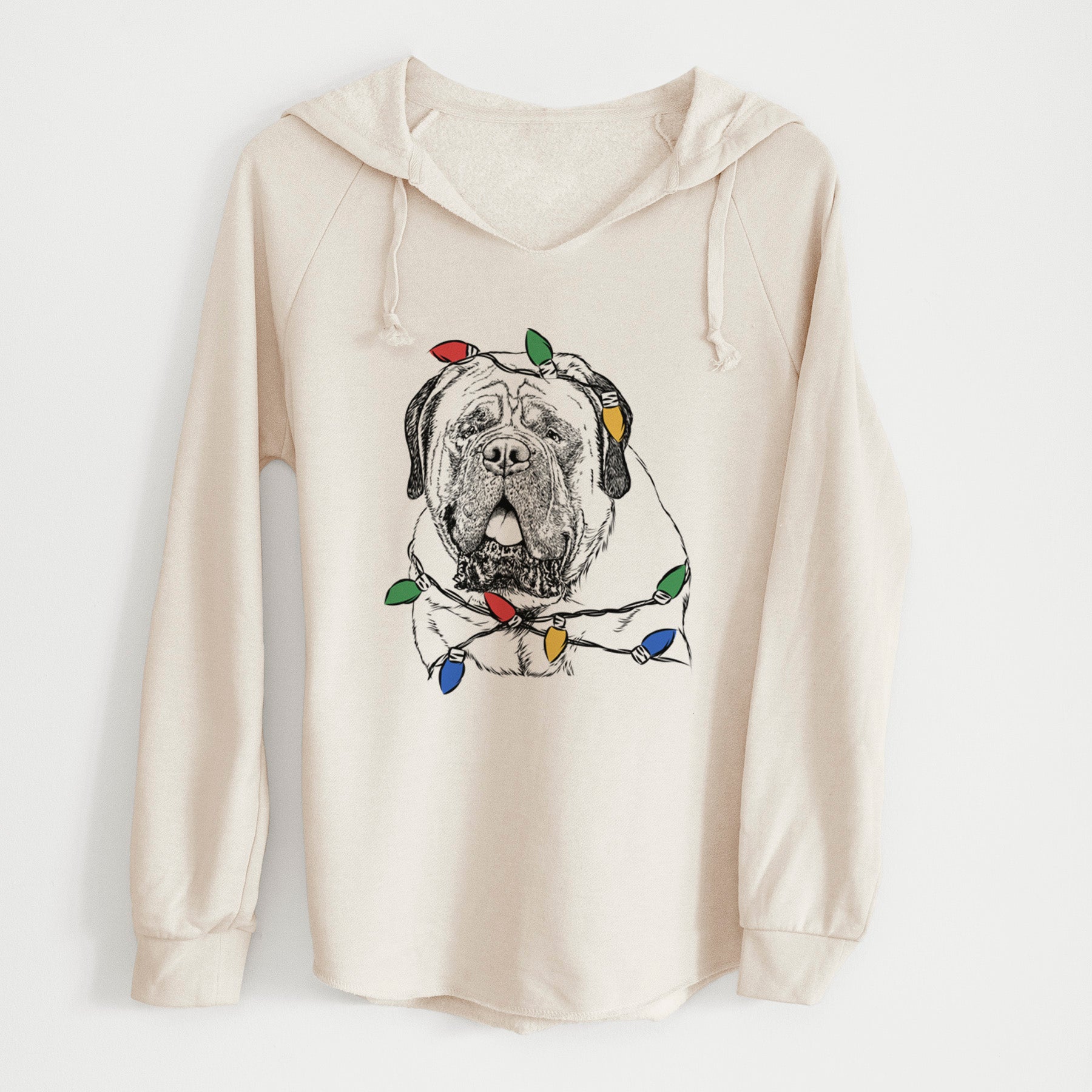 Christmas Lights Jed the English Mastiff - Cali Wave Hooded Sweatshirt