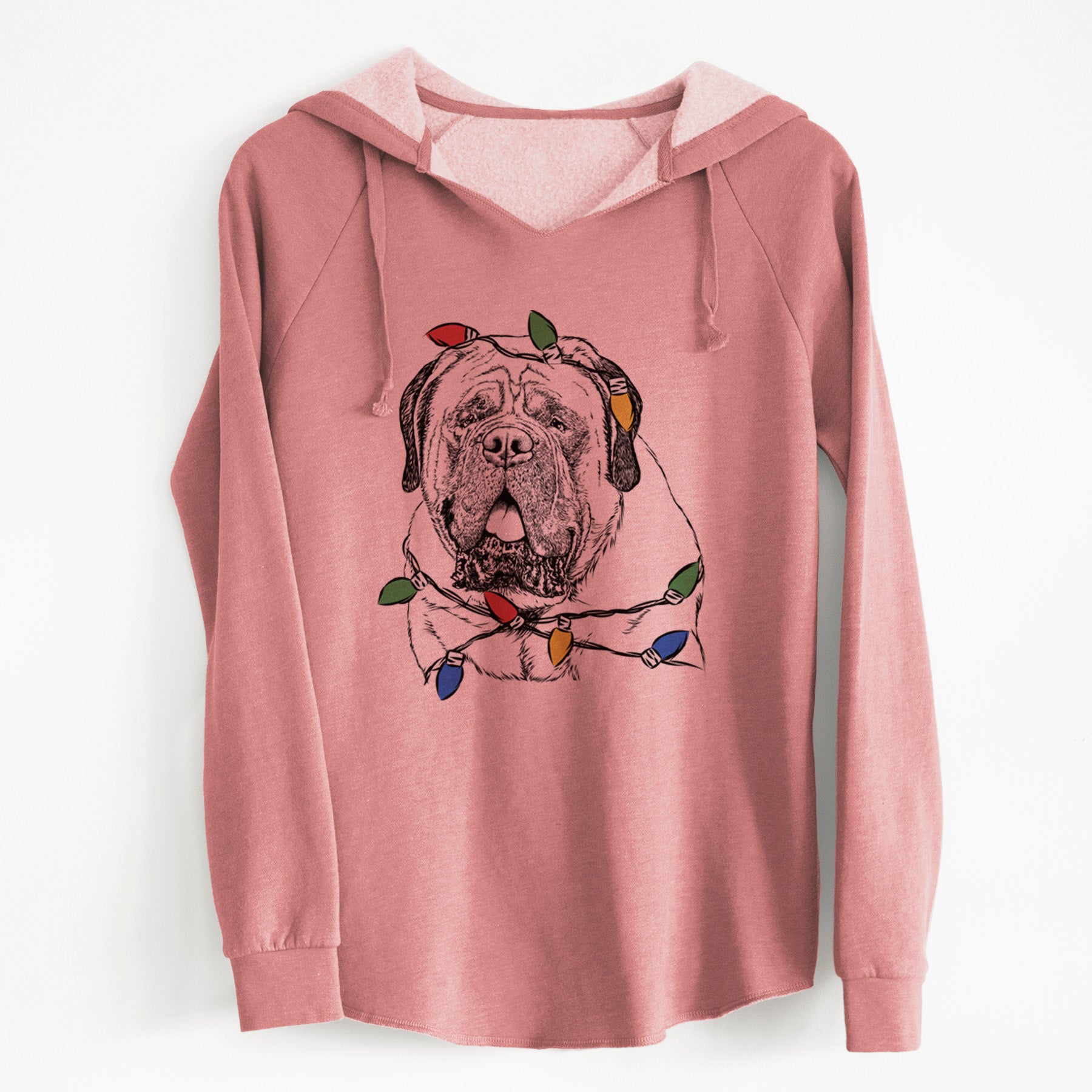 Christmas Lights Jed the English Mastiff - Cali Wave Hooded Sweatshirt