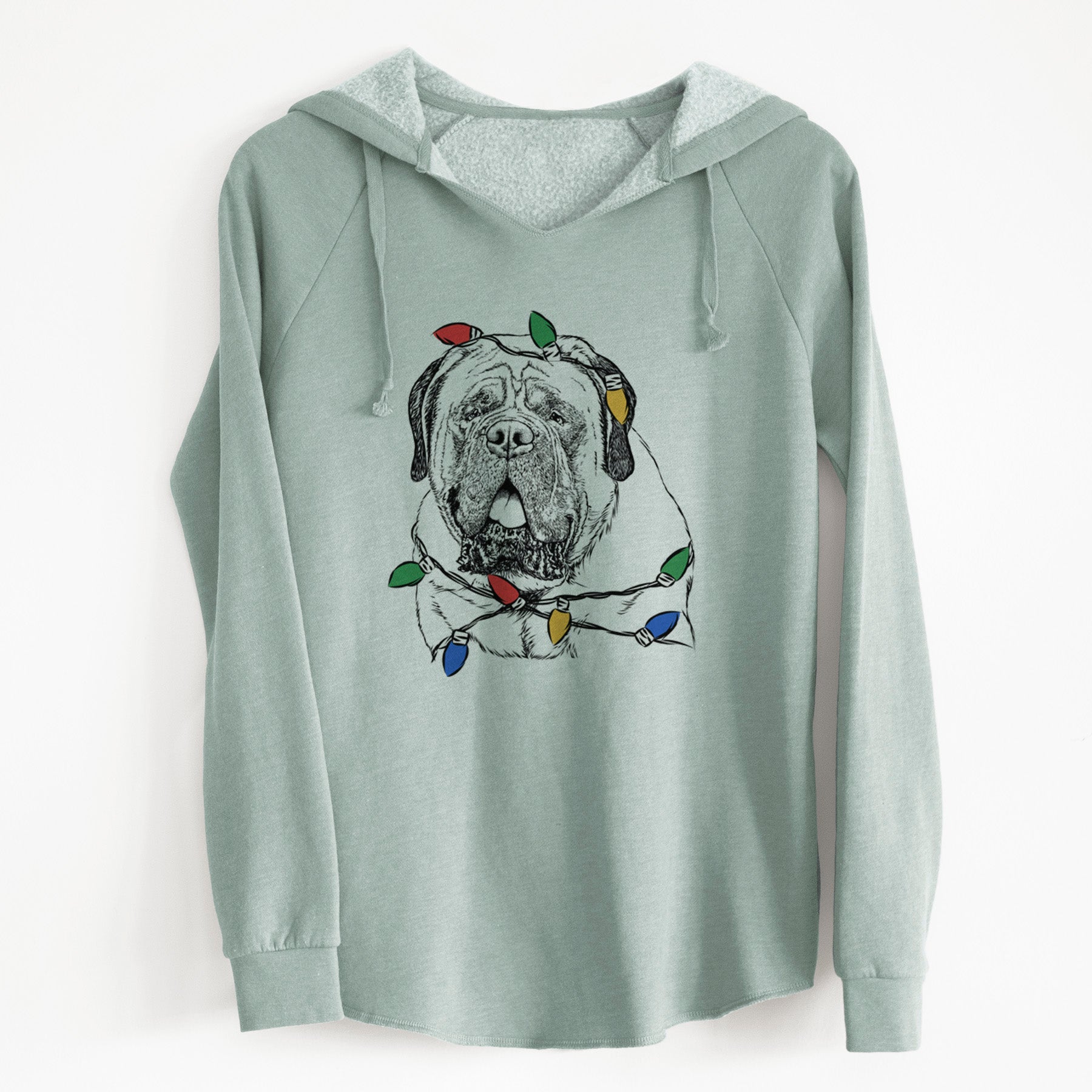 Christmas Lights Jed the English Mastiff - Cali Wave Hooded Sweatshirt