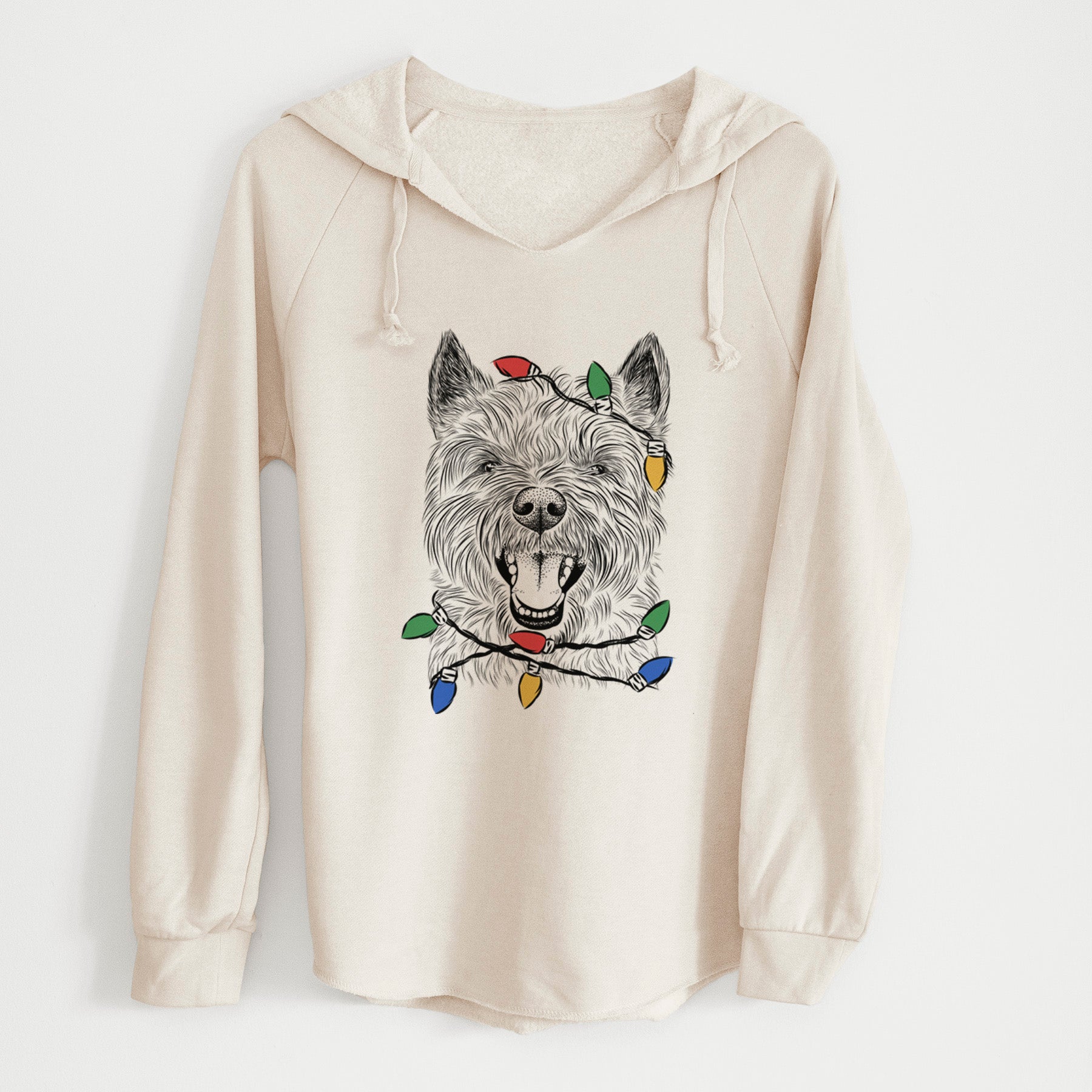 Christmas Lights Jeff the Cairn Terrier - Cali Wave Hooded Sweatshirt