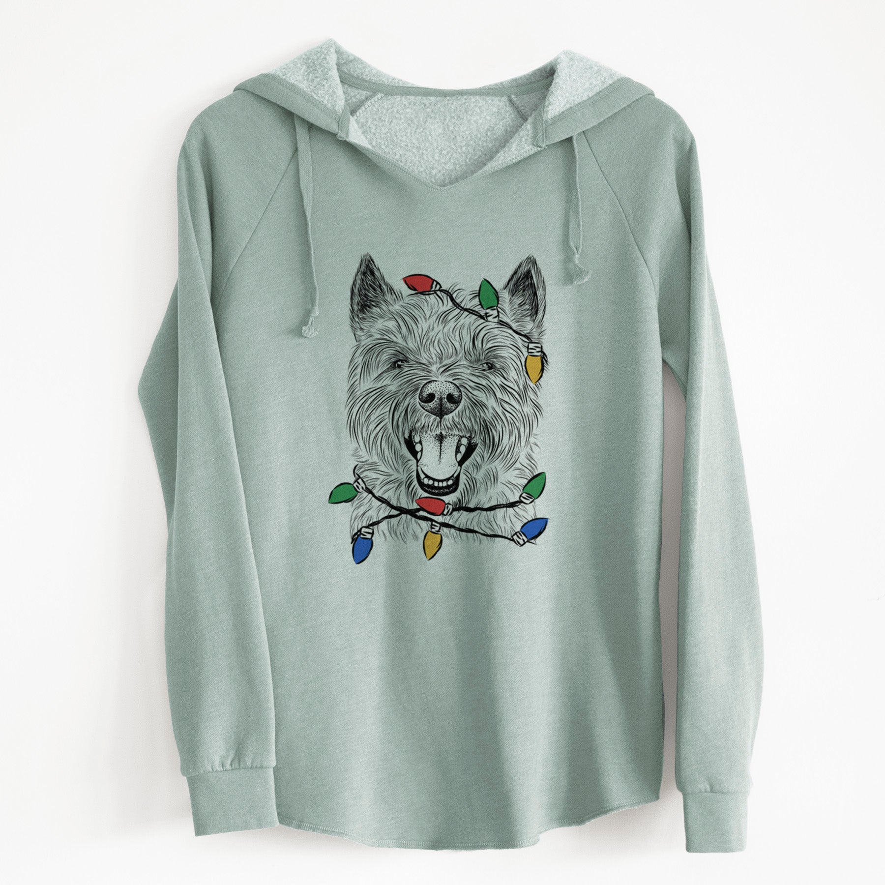 Christmas Lights Jeff the Cairn Terrier - Cali Wave Hooded Sweatshirt