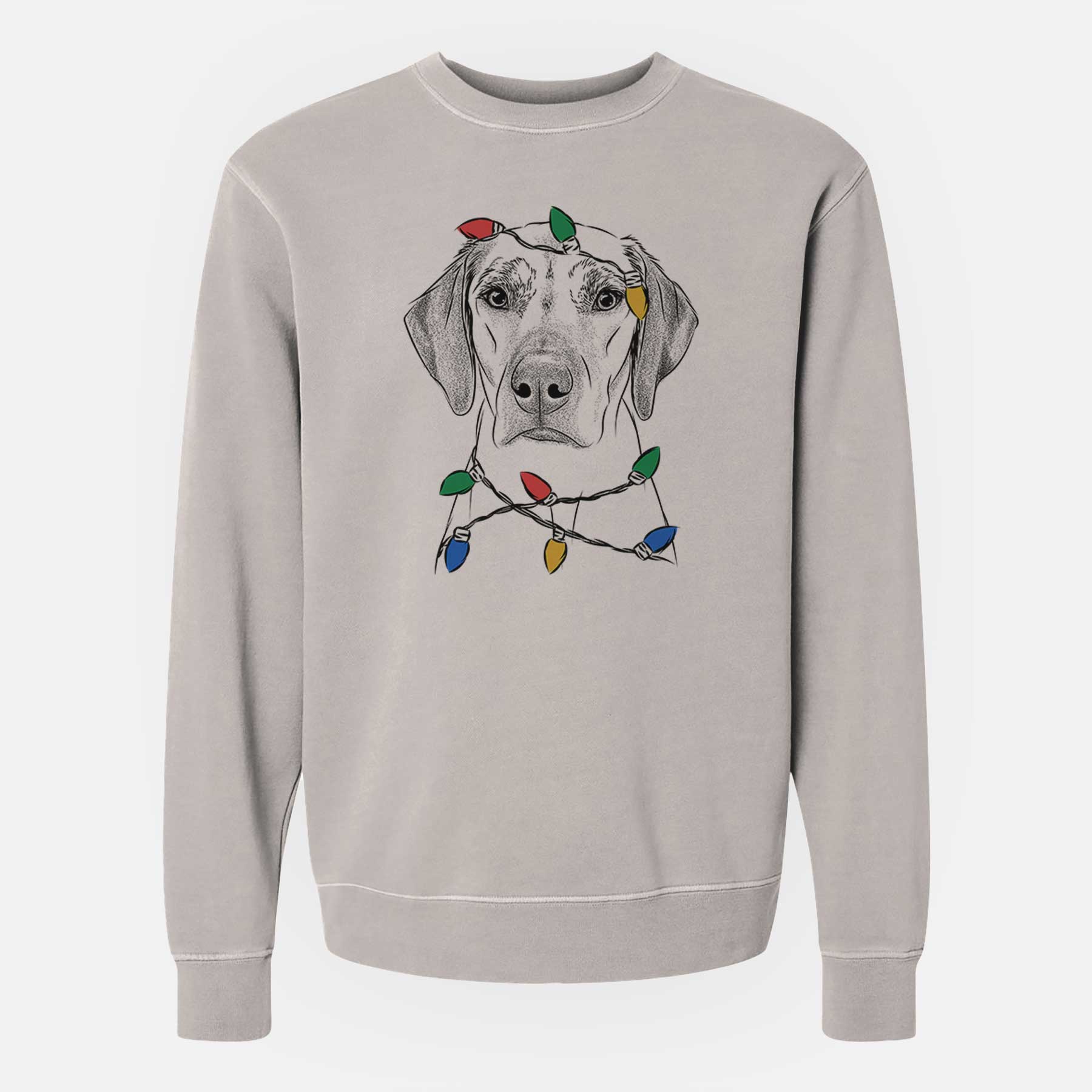 Christmas Lights Jenga the Rhodesian Ridgeback - Unisex Pigment Dyed Crew Sweatshirt