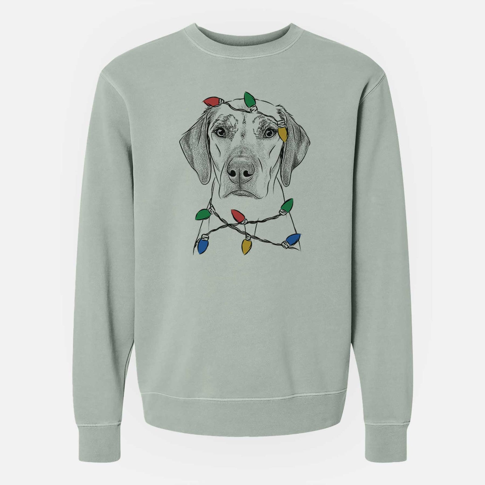 Christmas Lights Jenga the Rhodesian Ridgeback - Unisex Pigment Dyed Crew Sweatshirt