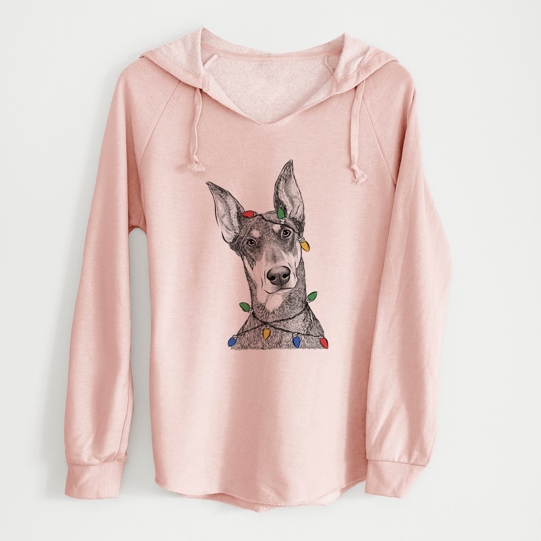 Christmas Lights Jenna the Doberman Pinscher - Cali Wave Hooded Sweatshirt