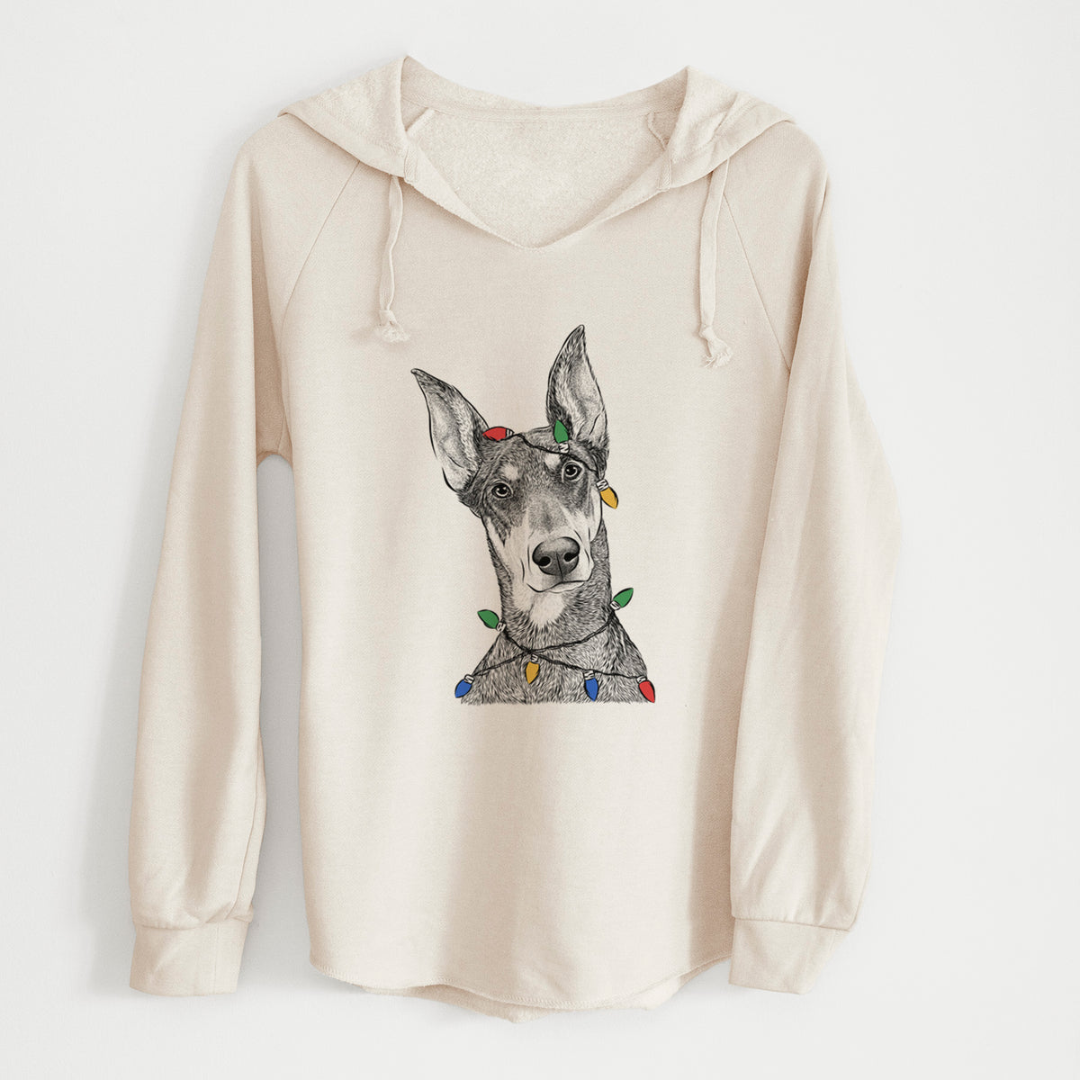 Christmas Lights Jenna the Doberman Pinscher - Cali Wave Hooded Sweatshirt